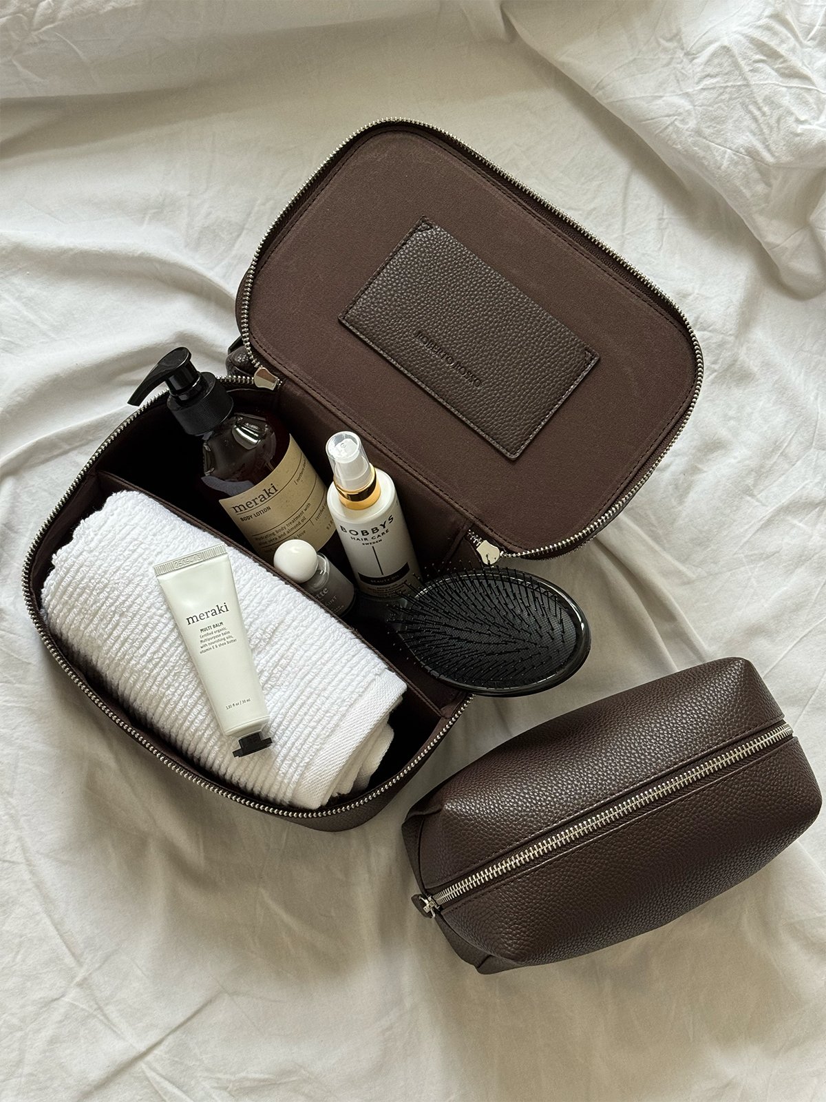 Roberto Rosso Terra Beauty Cosmetic Bag Dark Brown