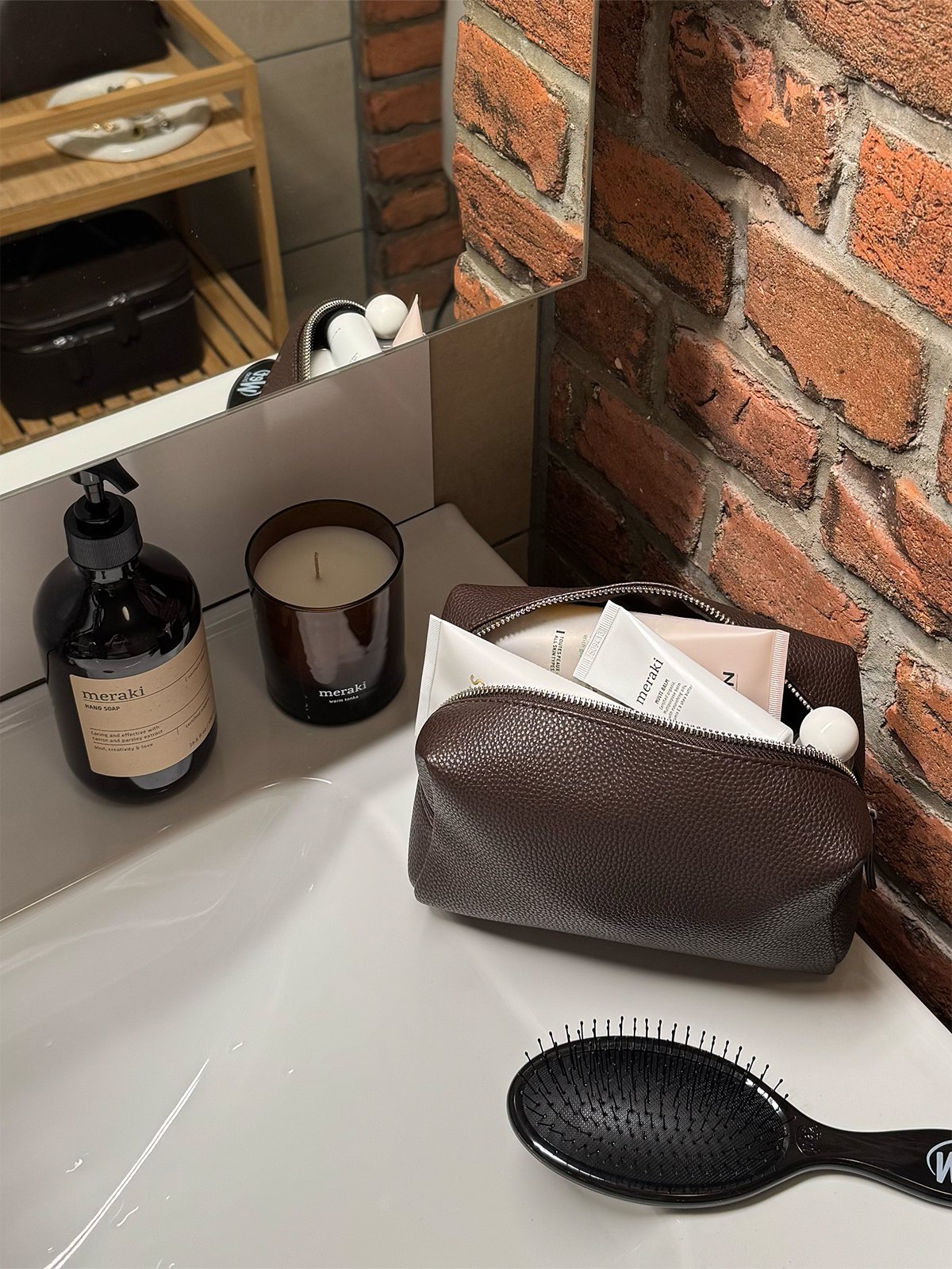 Roberto Rosso Terra Toiletry Bag Dark Brown