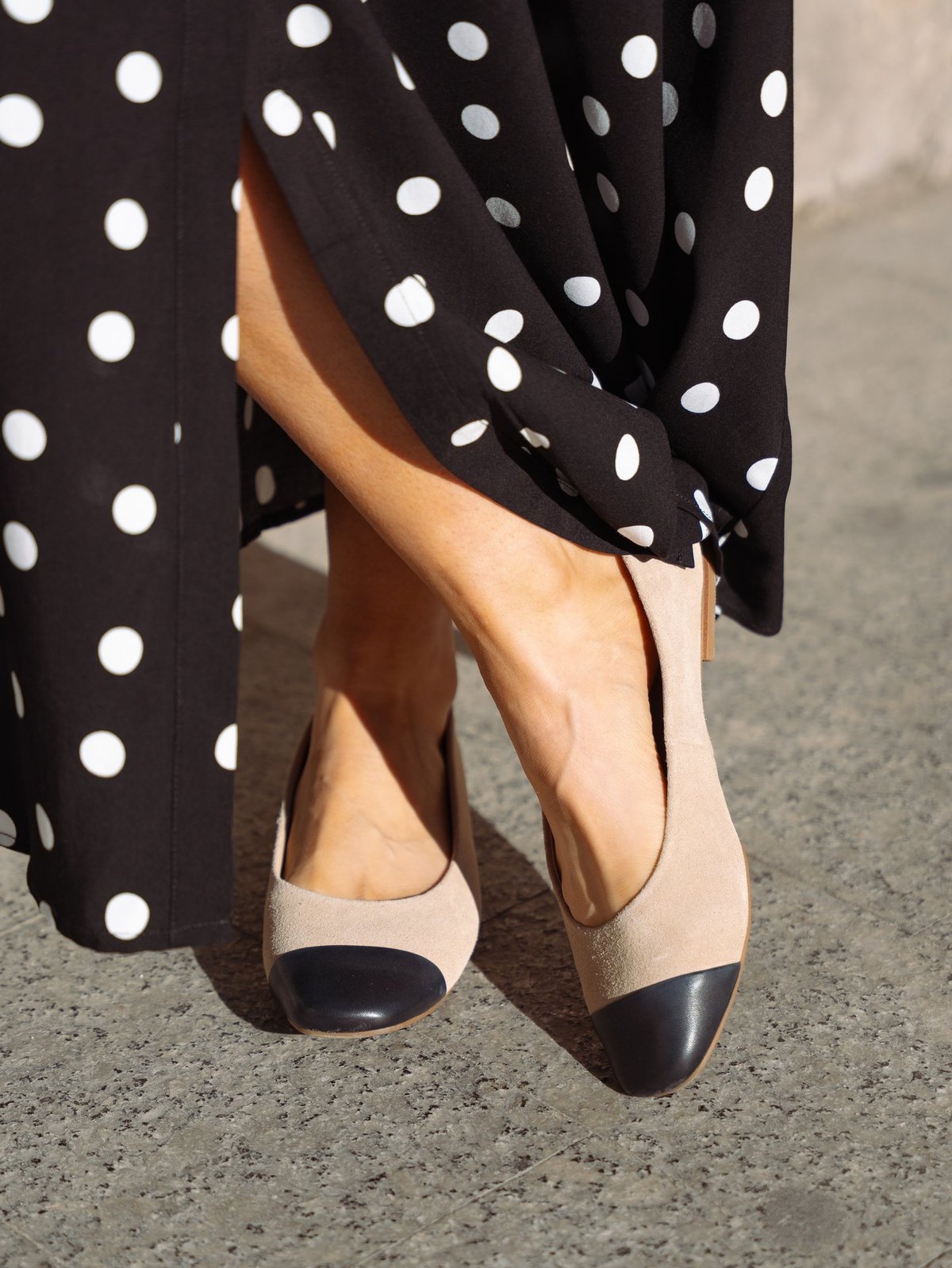 Roberto Rosso Trieste Ballerina Leather Beige / Black