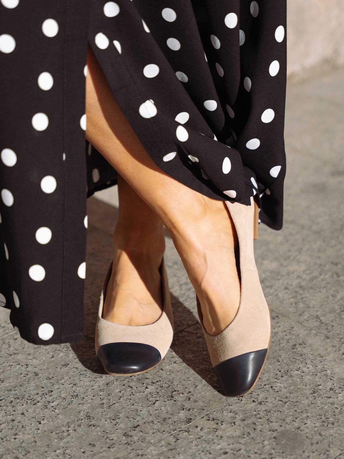 Roberto Rosso Trieste Ballerina Leather Beige / Black