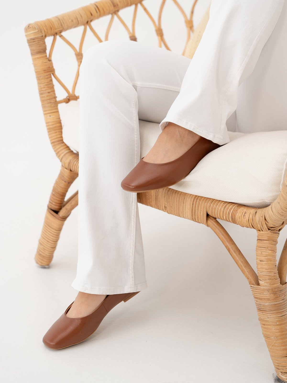 Roberto Rosso Trieste Ballerina Leather Cognac