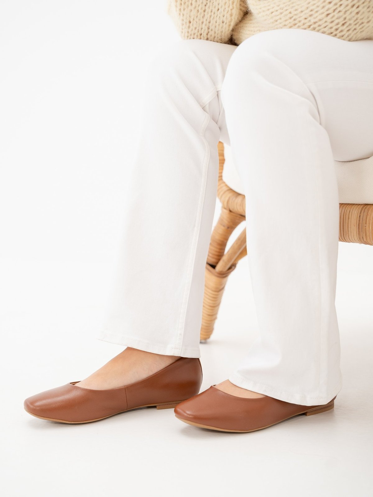 Roberto Rosso Trieste Ballerina Leather Cognac