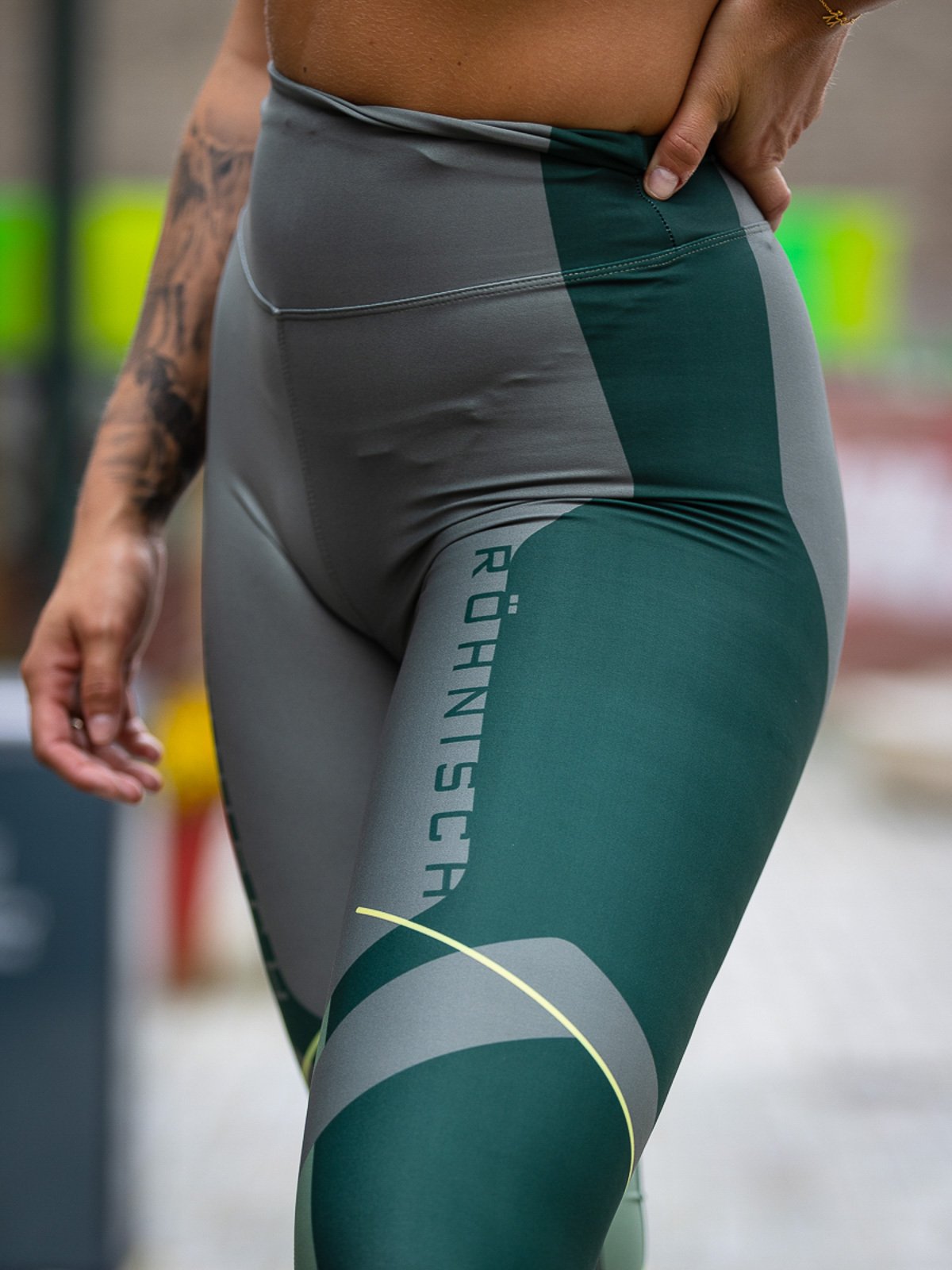 Röhnisch Block Printed Tights Green Block Print