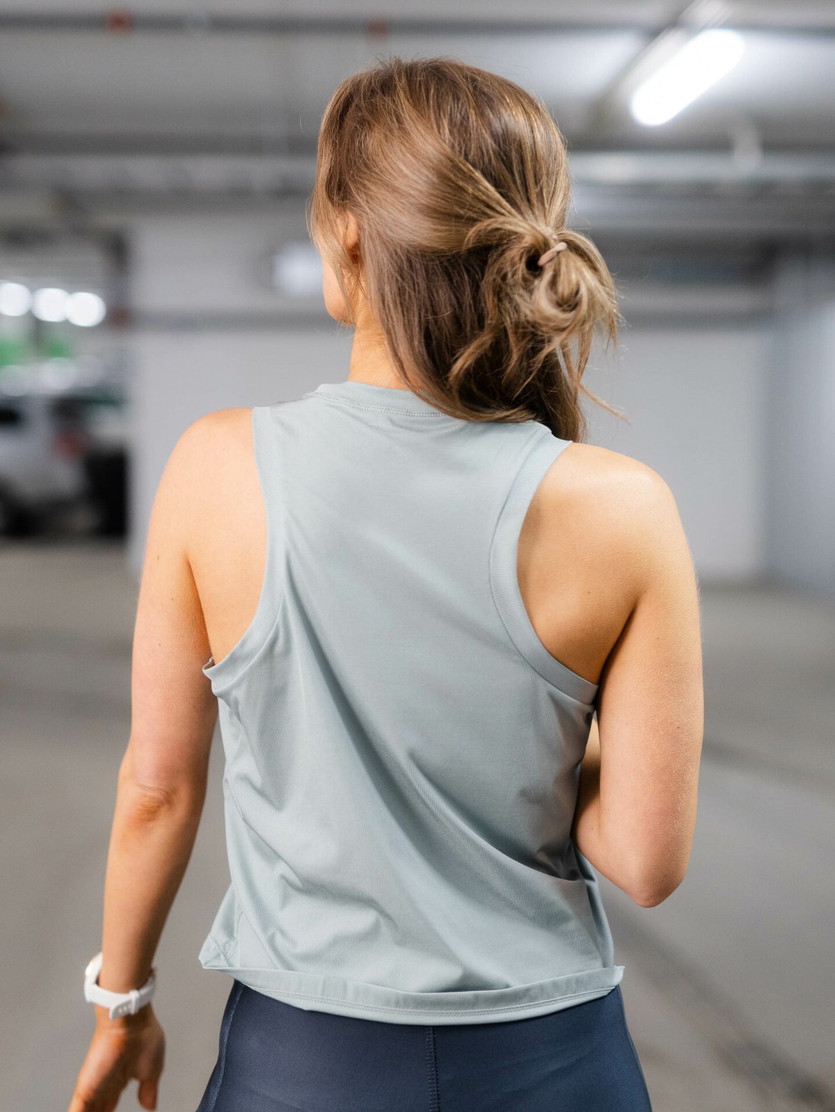 Röhnisch Rib Cropped Singlet Silver Blue