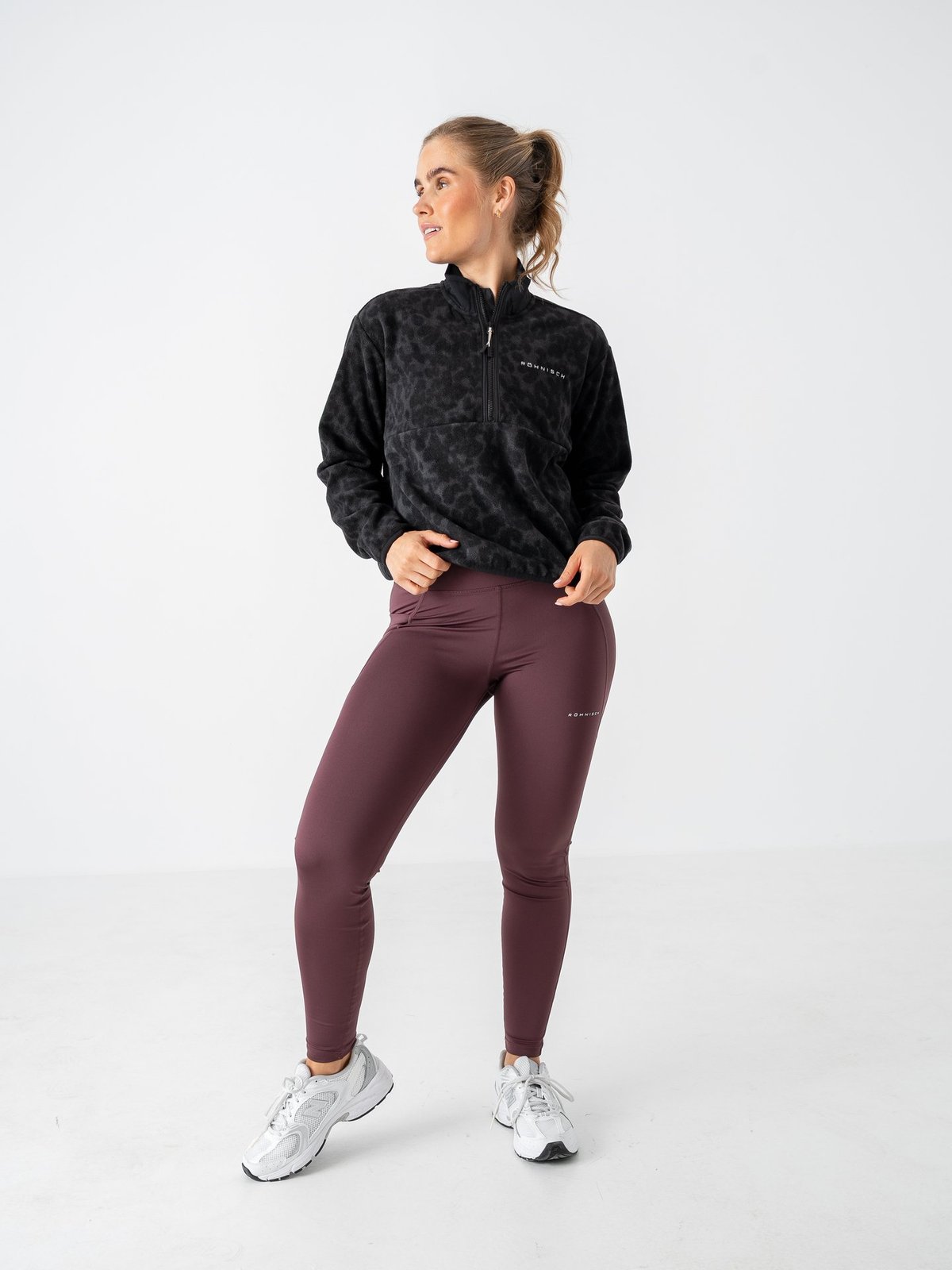 Röhnisch Thermal Half Zip Fleece Grey Leo Print