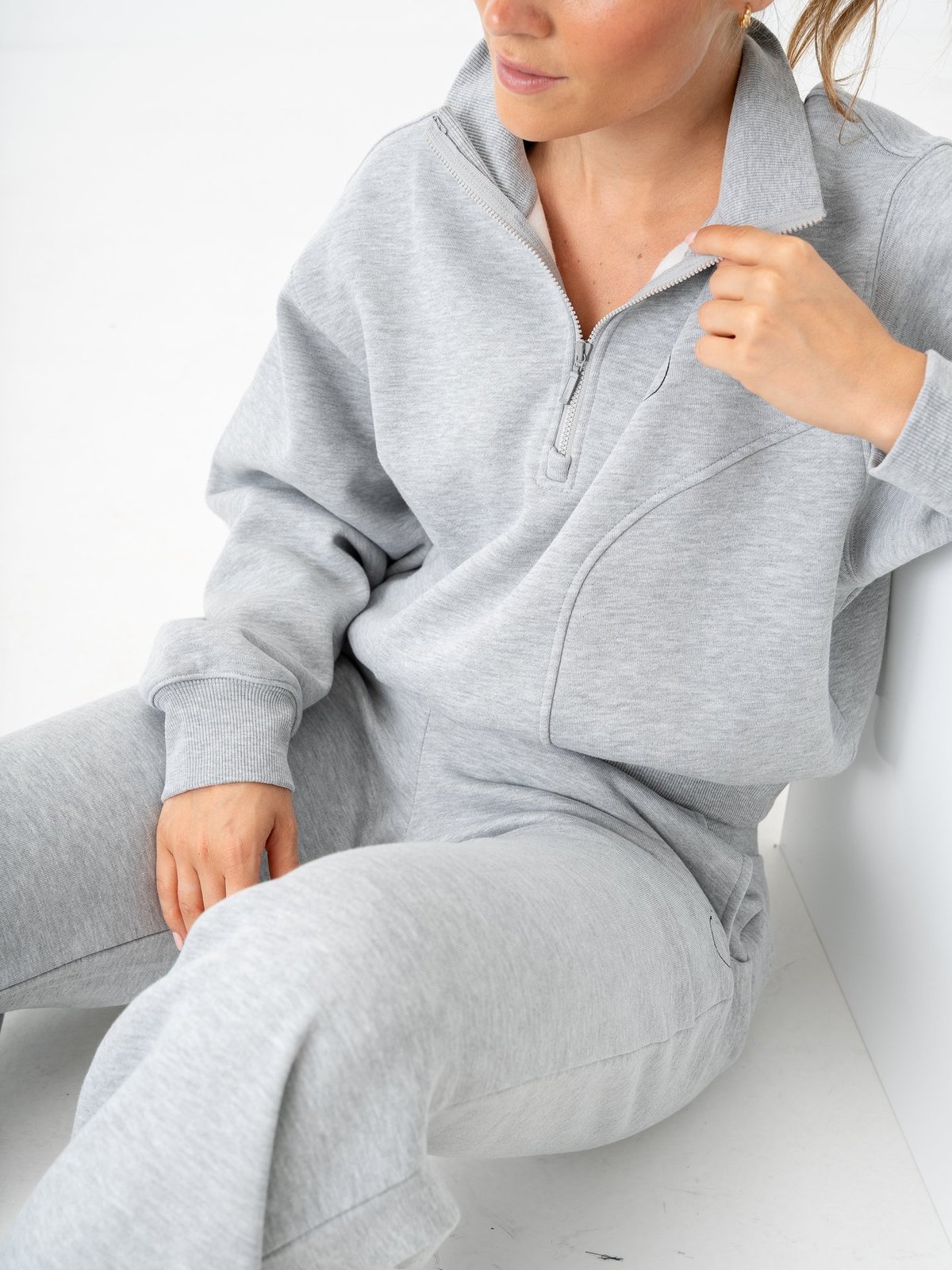 Röhnisch Soft Sweat Half Zip Grey Melange