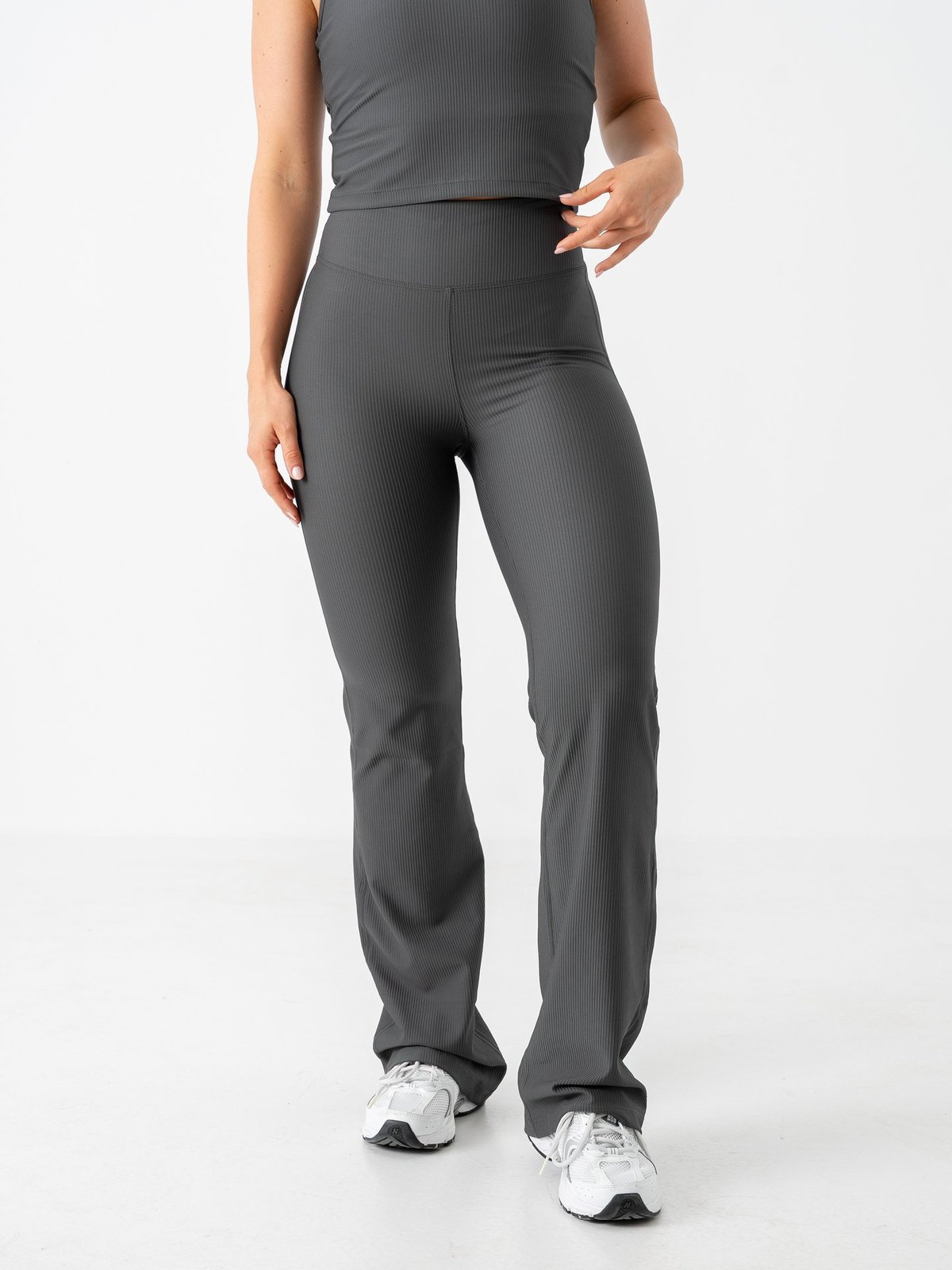 Röhnisch Ribbed R Flare High Waist Tights Dark Shadow