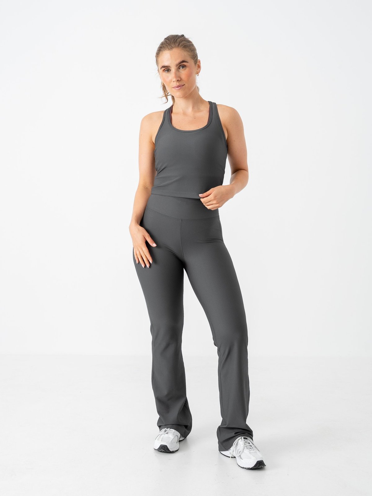 Röhnisch Ribbed R Flare High Waist Tights Dark Shadow