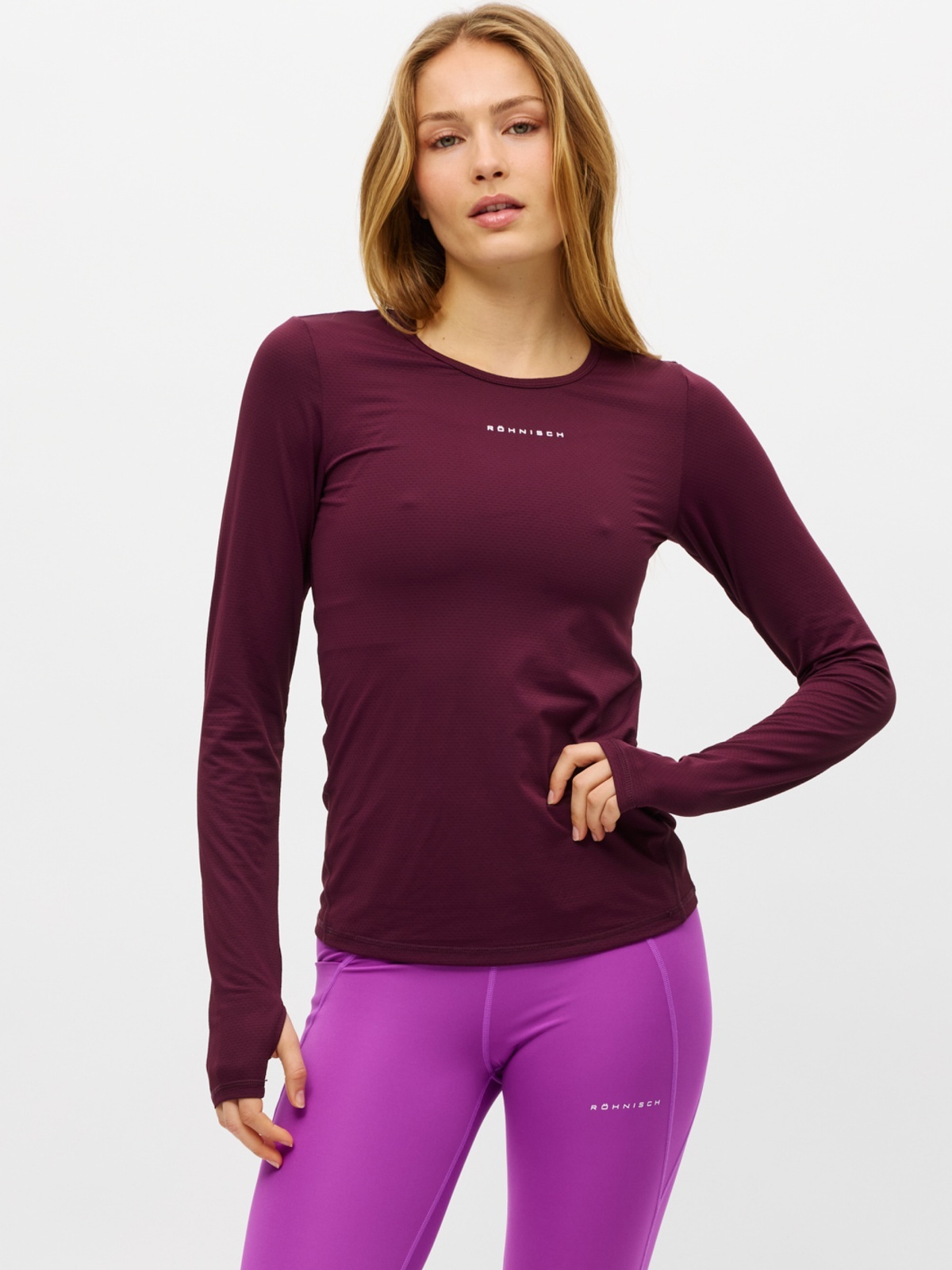 Röhnisch Jacquard Long Sleeve Top Burgunder