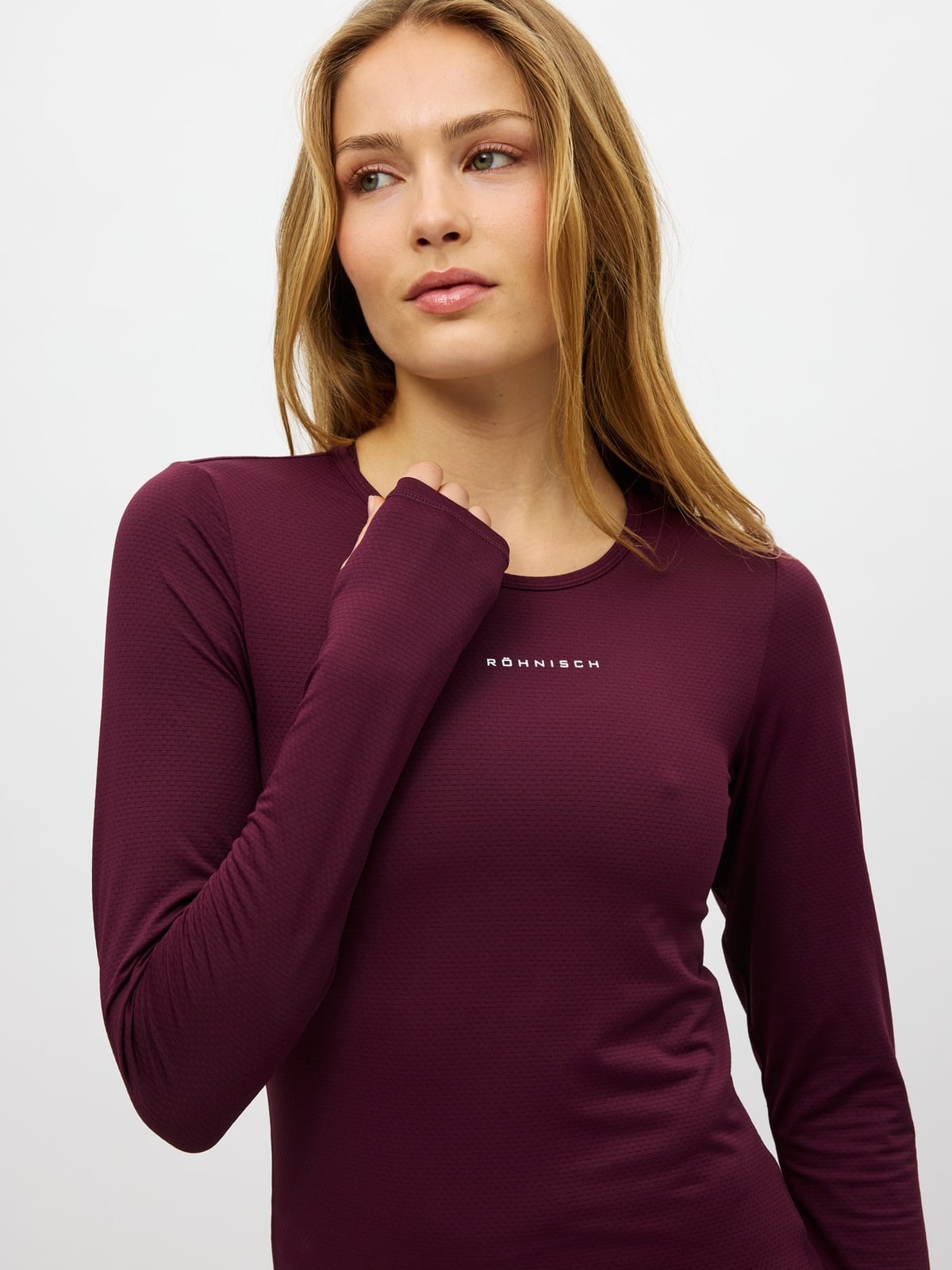 Röhnisch Jacquard Long Sleeve Top Burgunder