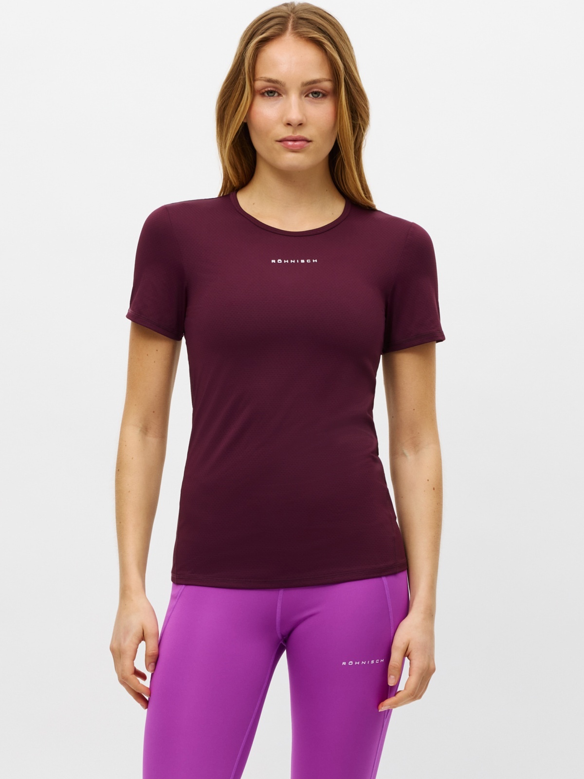 Röhnisch Jacquard Short Sleeve Top Burgunder