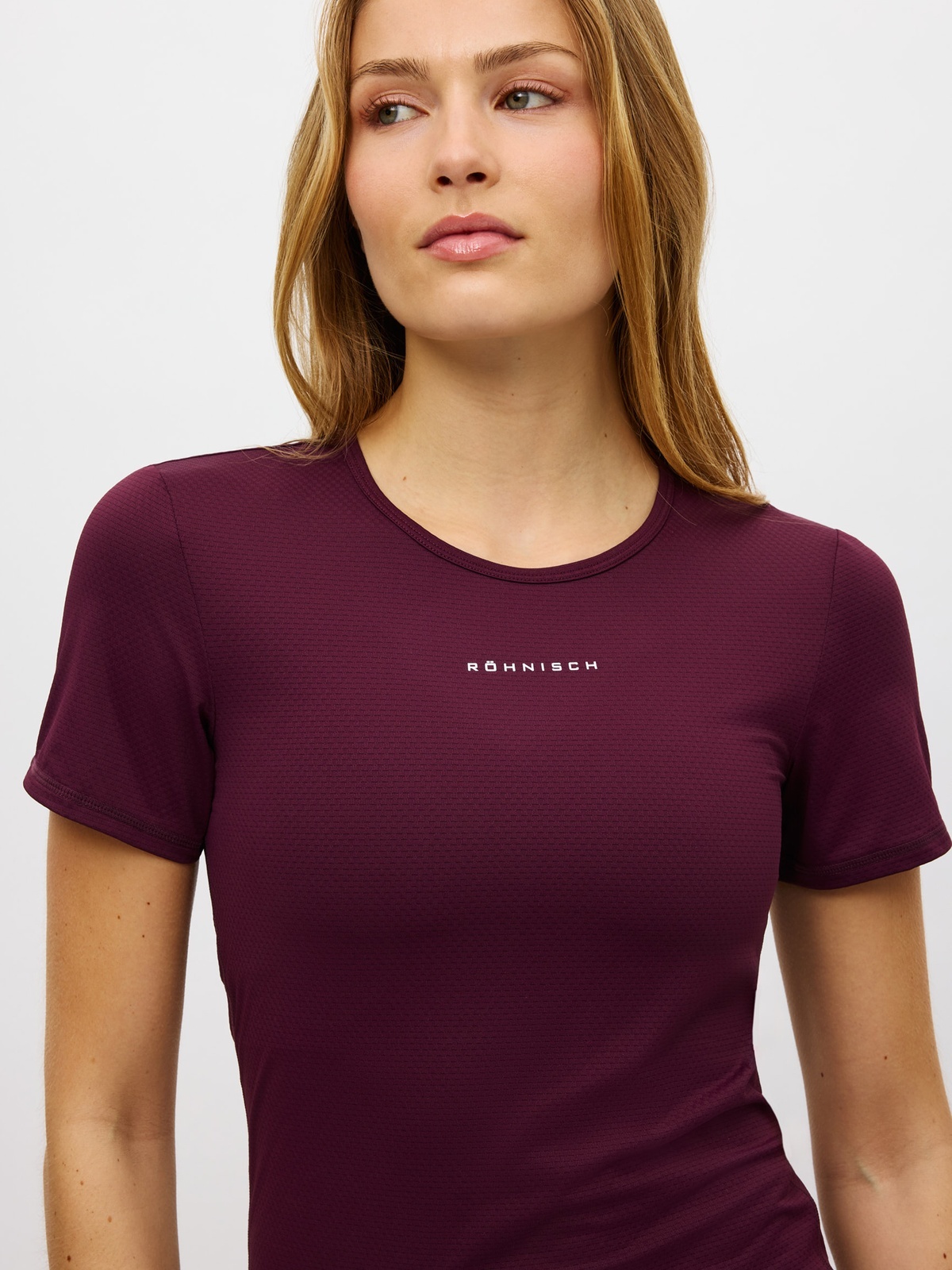Röhnisch Jacquard Short Sleeve Top Burgunder