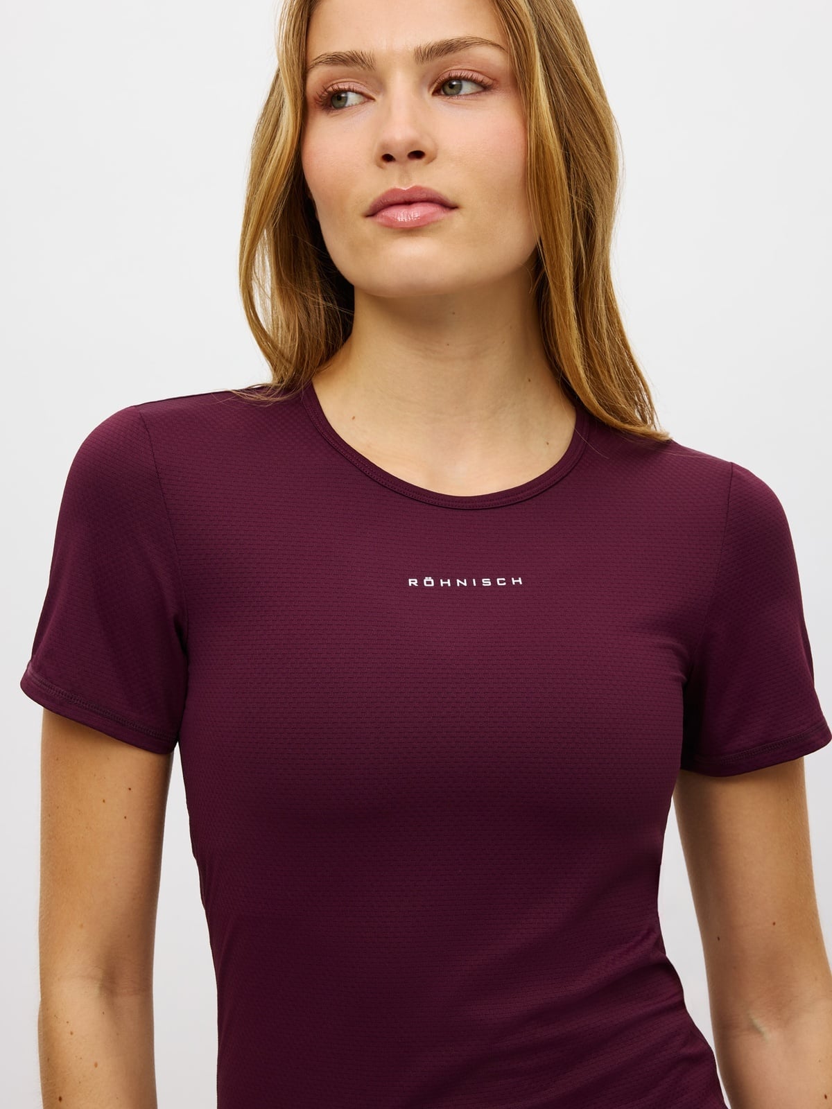 Röhnisch Jacquard Short Sleeve Top Burgunder