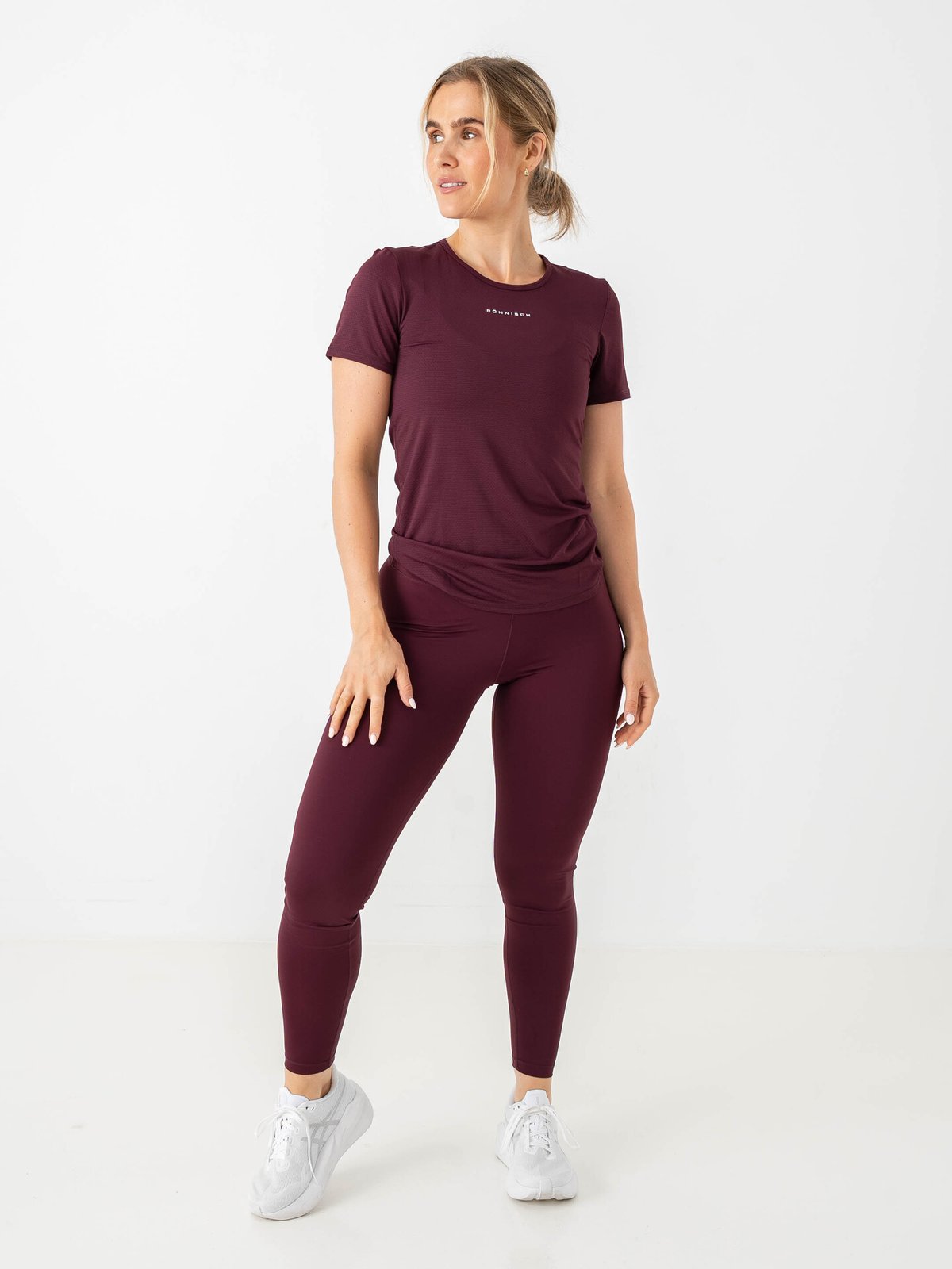 Röhnisch Jacquard Short Sleeve Top Burgunder