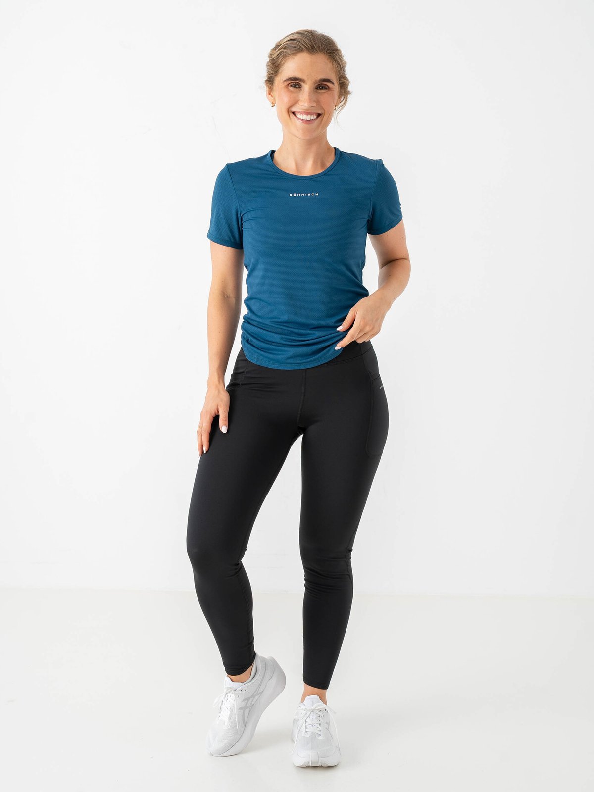 Röhnisch Jacquard Short Sleeve Top Blå