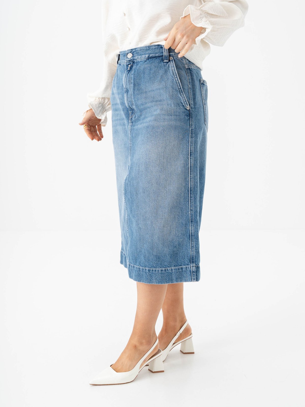 Replay Midi Skirt Light Blue