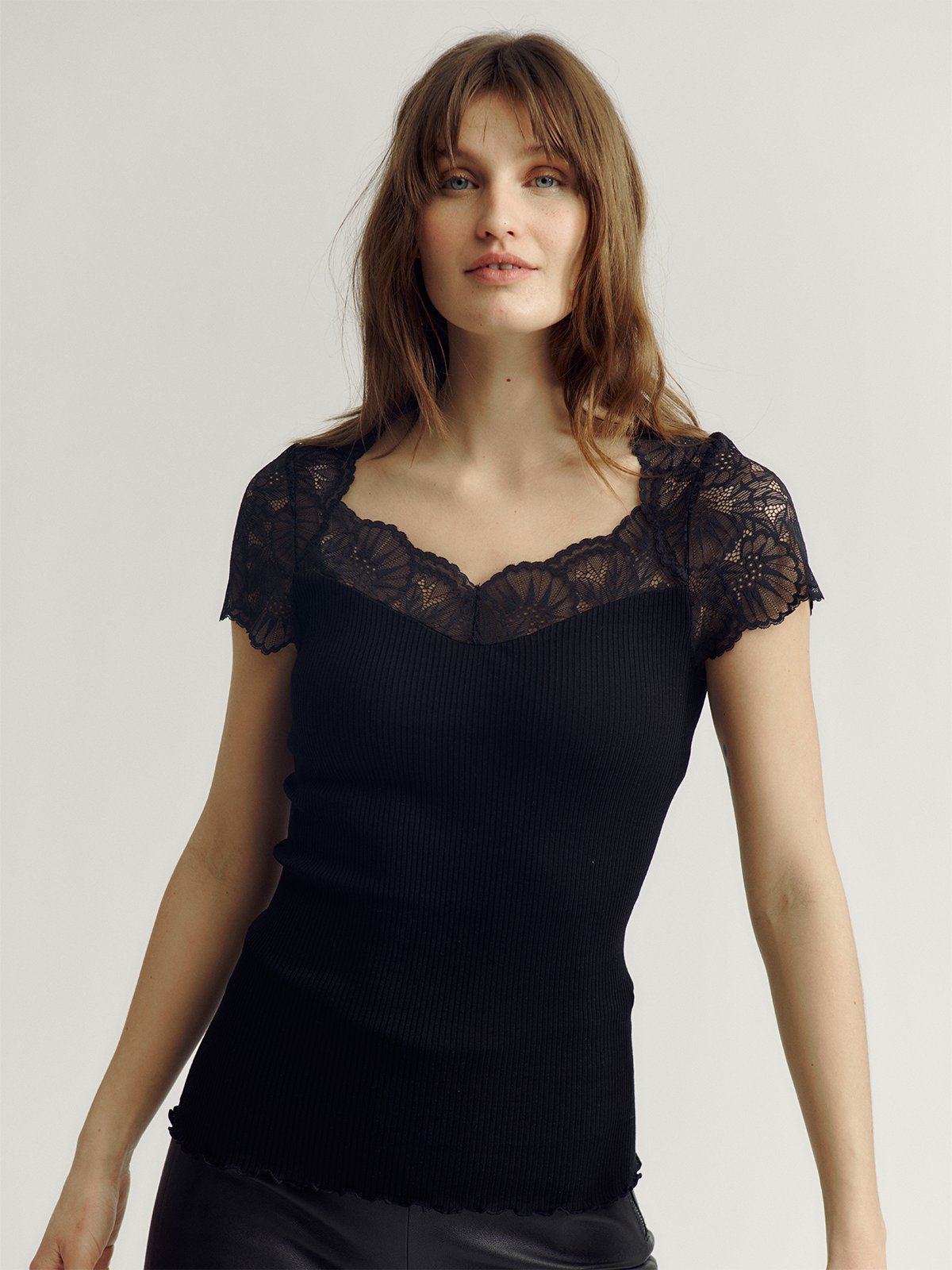 Rosemunde Beatha Silk Capsleeve T-shirt Black