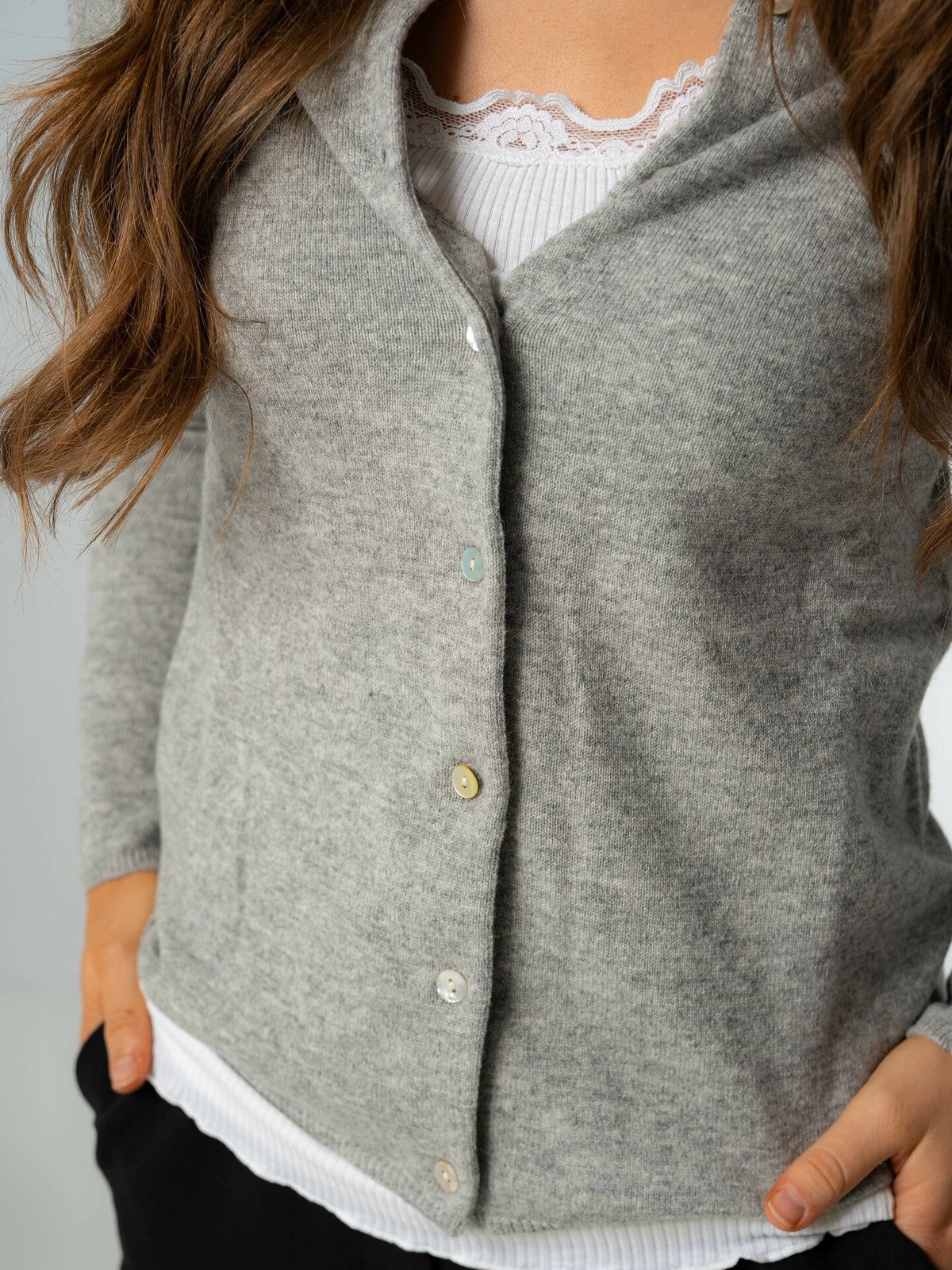 Rosemunde Laica Wool & Cashmere Cardigan Light Grey Melange