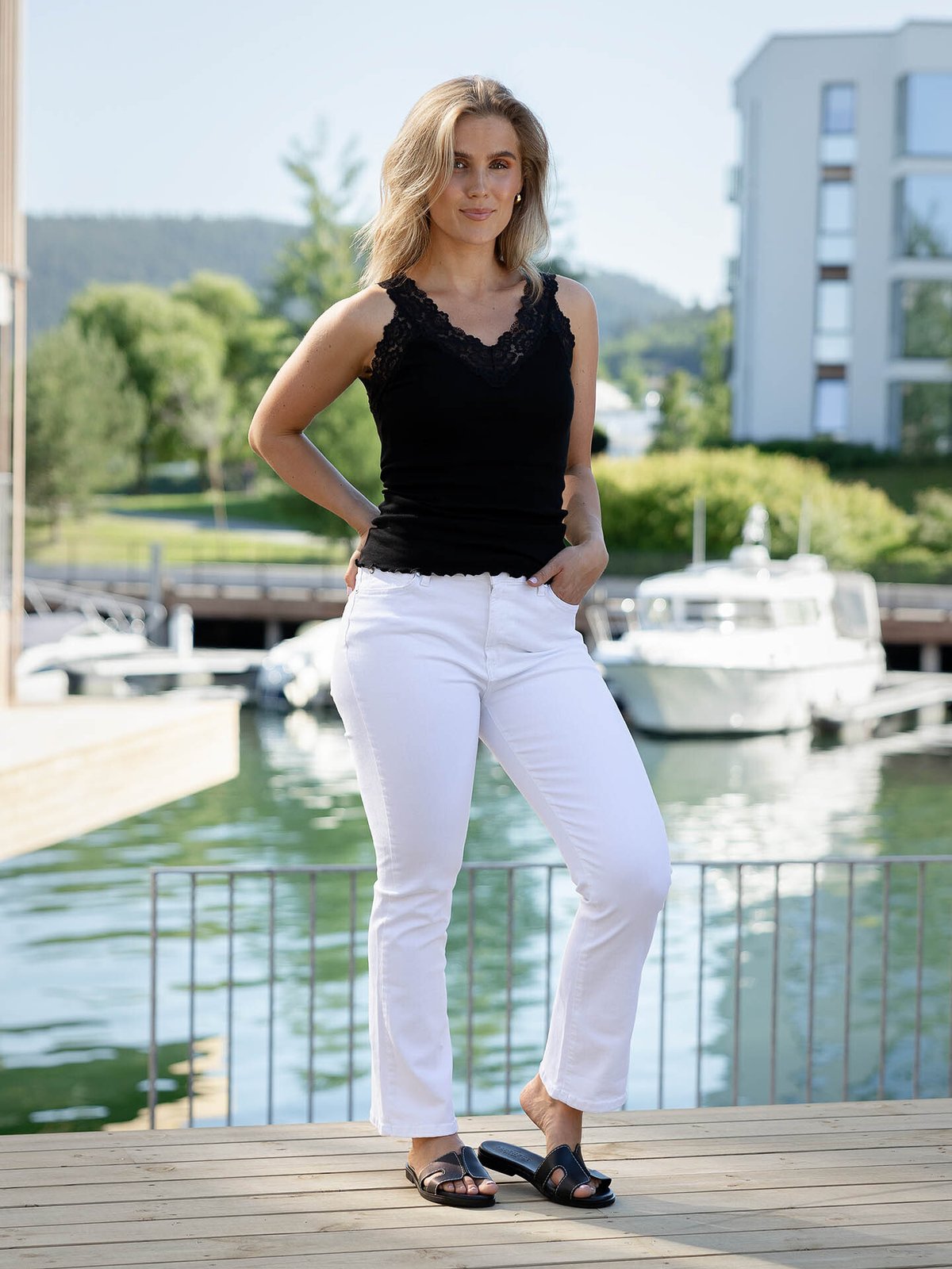 Rosemunde Bernadine Organic Top with Lace Black