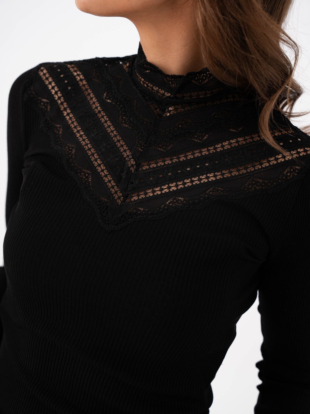 Rosemunde Benita Silk T-shirt w/lace Black