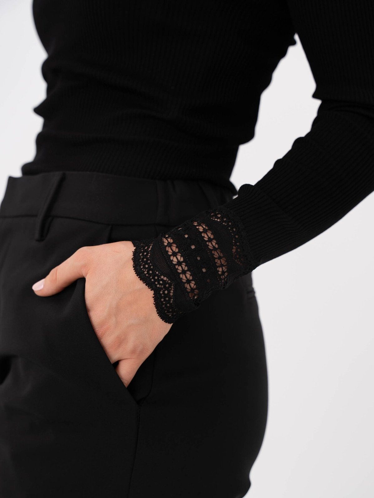 Rosemunde Benita Silk T-shirt w/lace Black