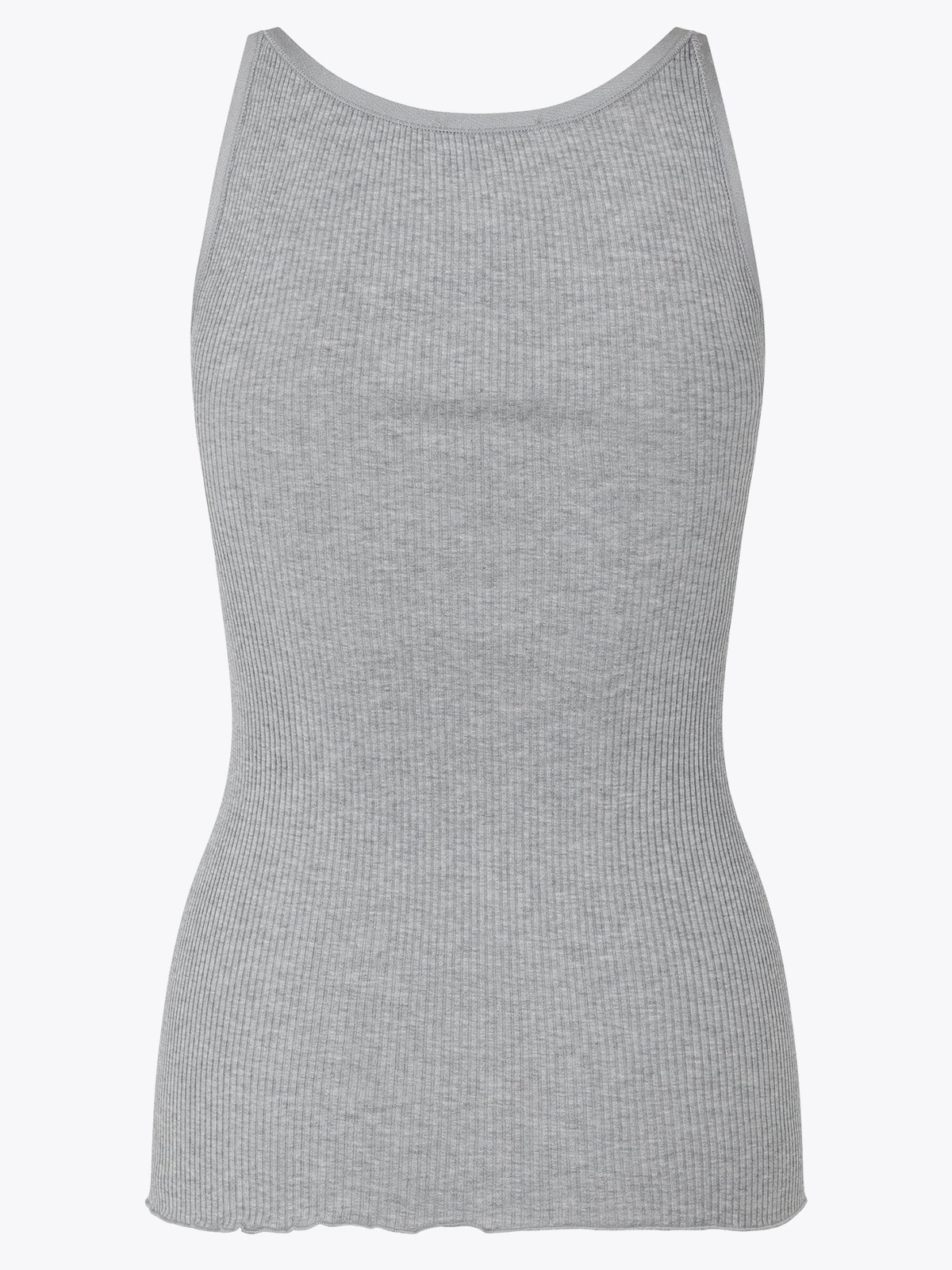 Rosemunde Belle Silk Top W/ Elastic Band Light Grey Melange