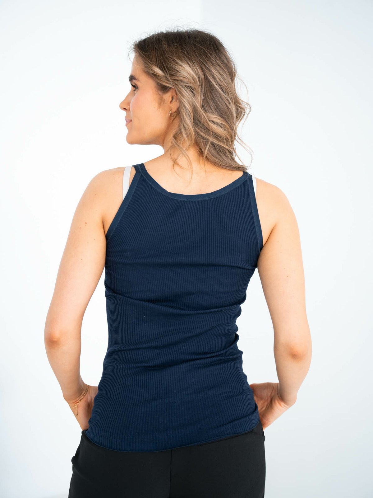 Rosemunde Belle Silk Top W/ Elastic Band Navy