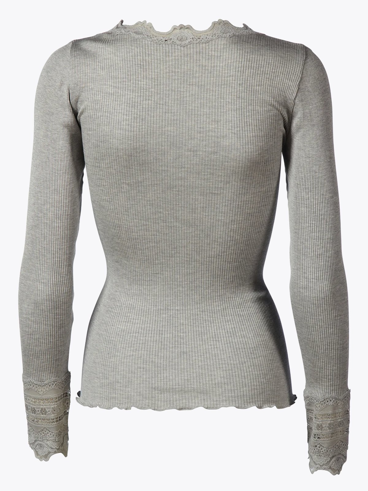 Rosemunde Benita Silk T-Shirt W/ Lace Light Grey Melange