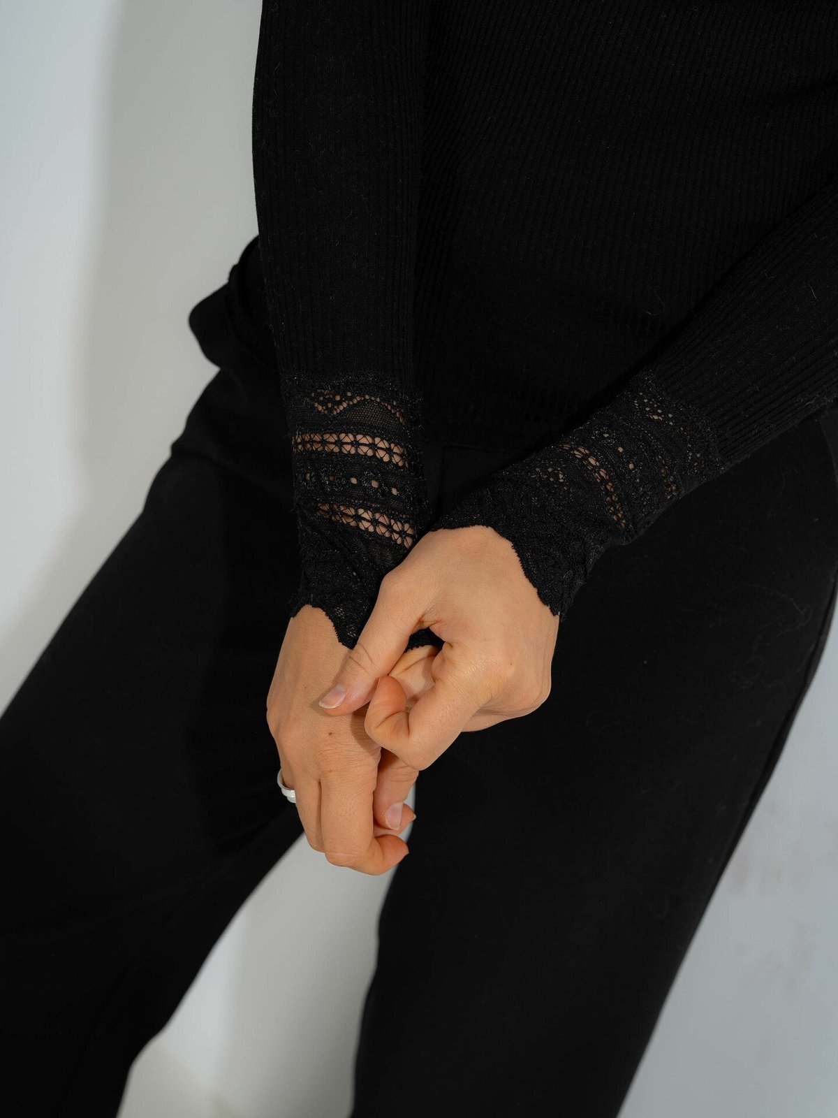 Rosemunde Benita Silk T-Shirt W/ Lace Black