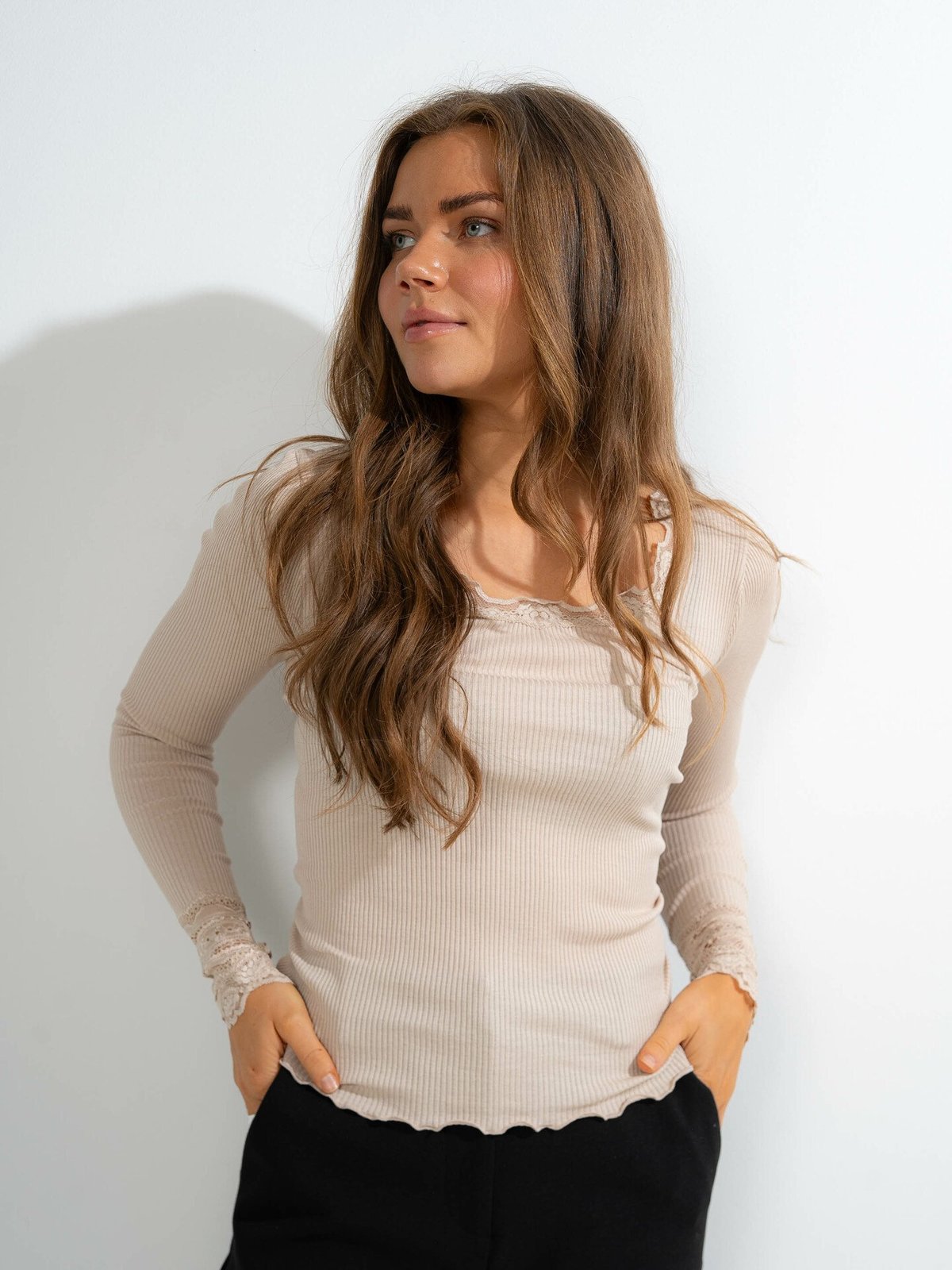 Rosemunde Benita Silk T-Shirt W/ Lace Cacao