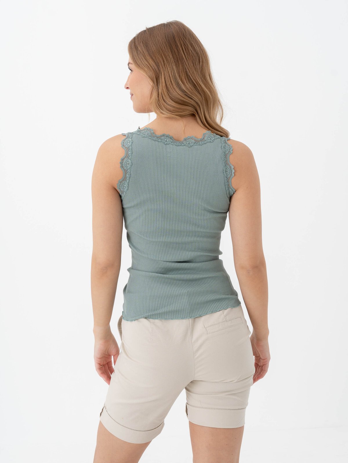 Rosemunde Babette Silk Top With Lace Chinois Green