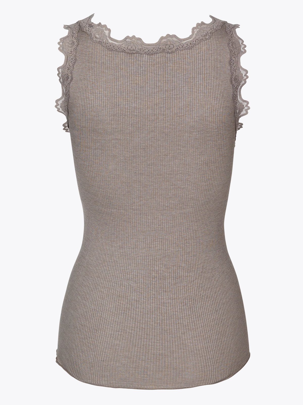 Rosemunde Babette Silk Top With Lace Brown Melange