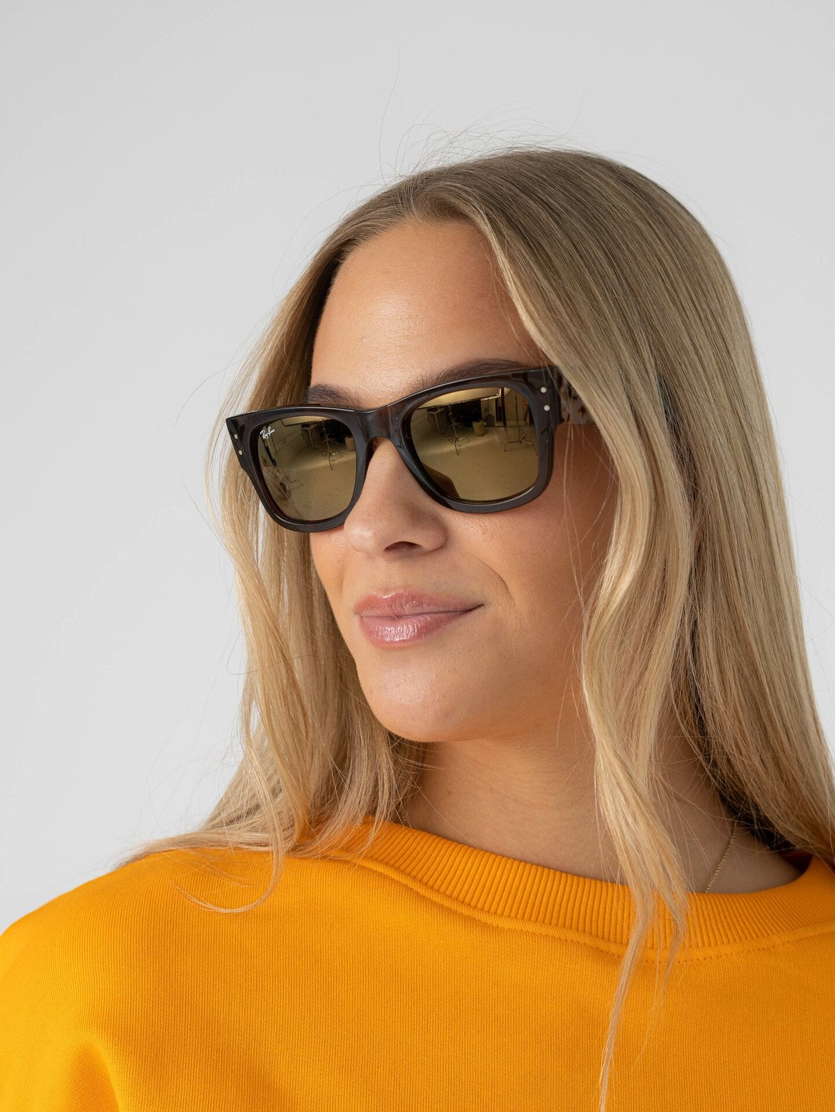 Ray-Ban Mega Wayfarer Transparent Brown / Brown Grey Havana / Gold Mirror