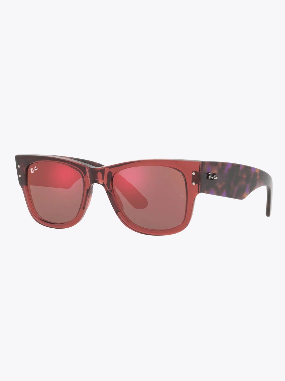 Ray-Ban Mega Wayfarer Transparent Pink / Striped Pink Havana / Red Mirror