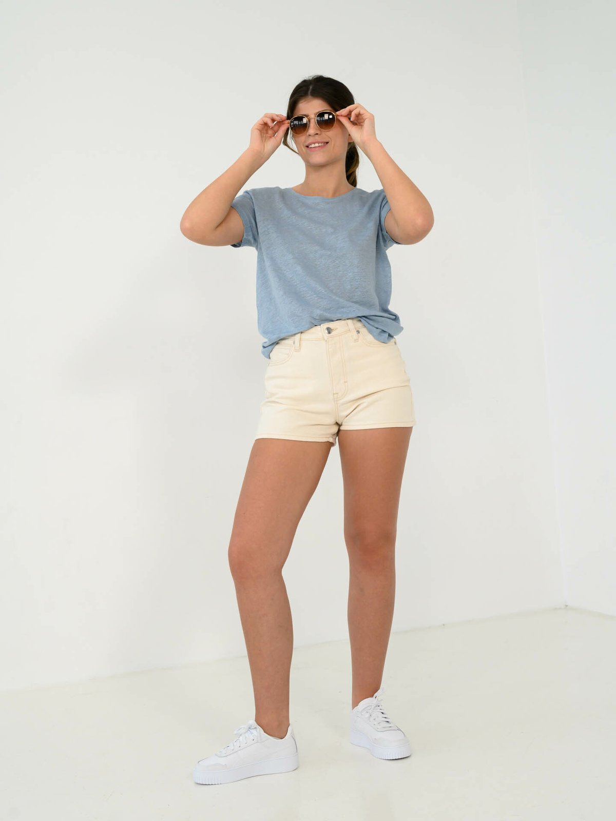 Second Female Peony O-Neck Tee Ashley Blue