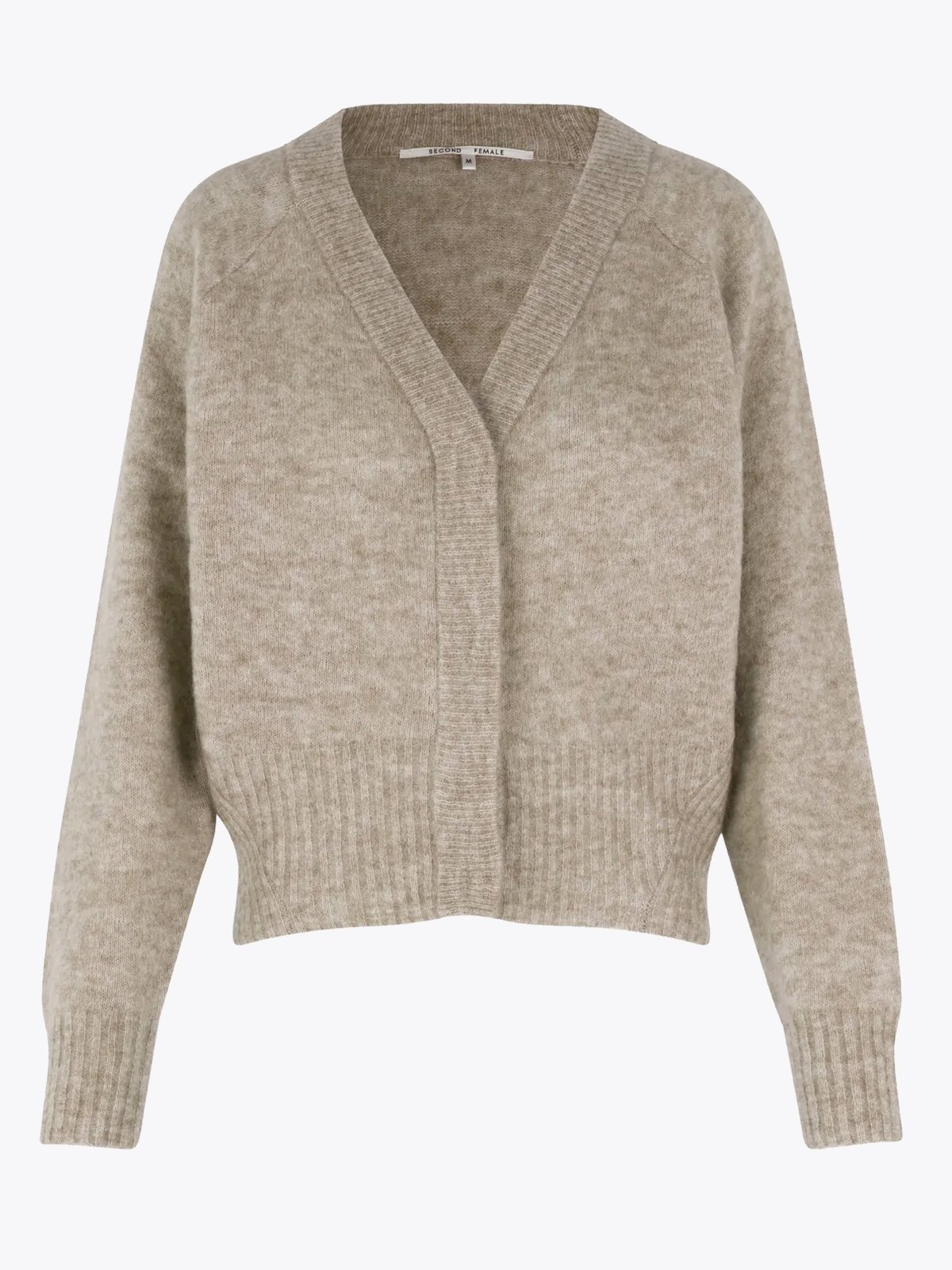 Second Female Brook Knit Boxy Cardigan Beige