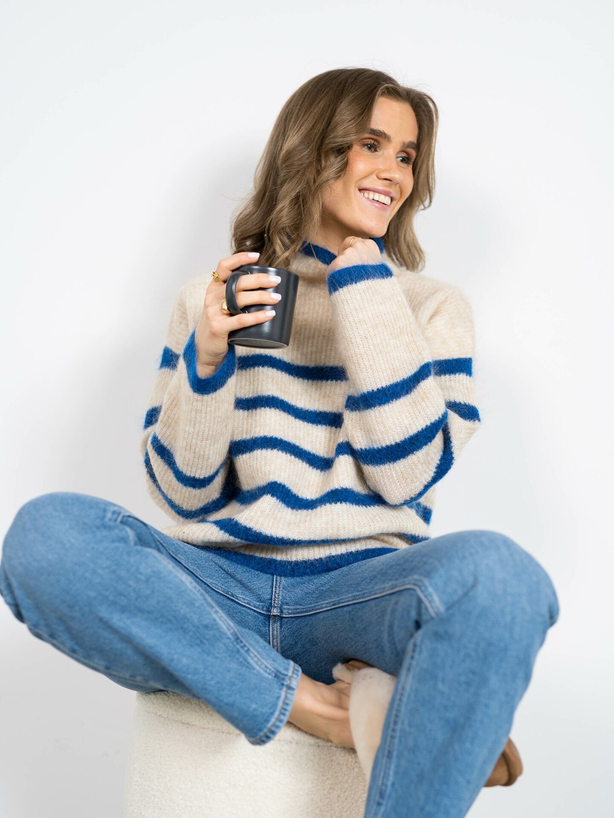 Second Female Ovalis Knit T-Neck Turkish Sea