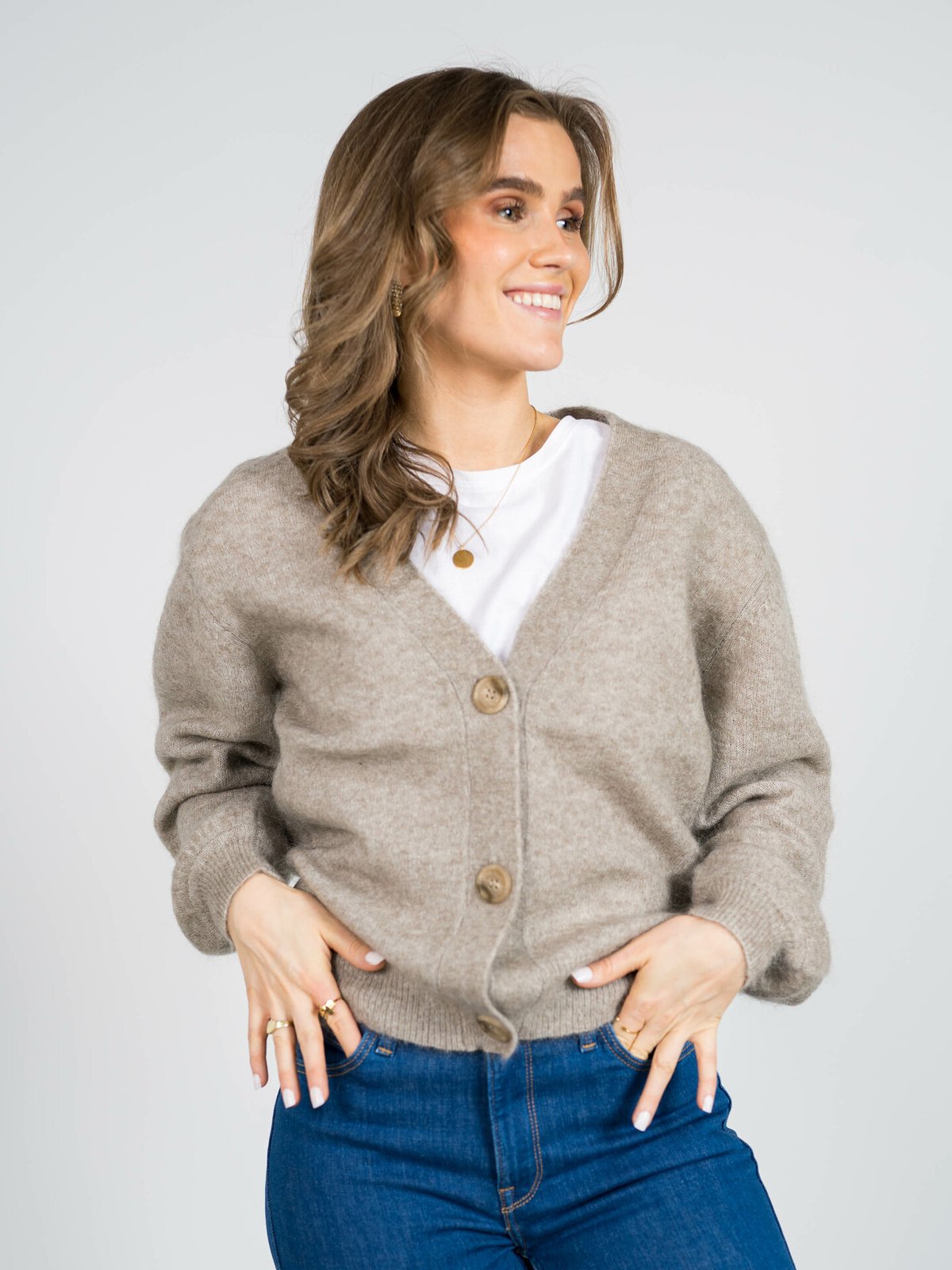 Second Female Brook Knit Drop Shoulder Cardigan Weathered Teak