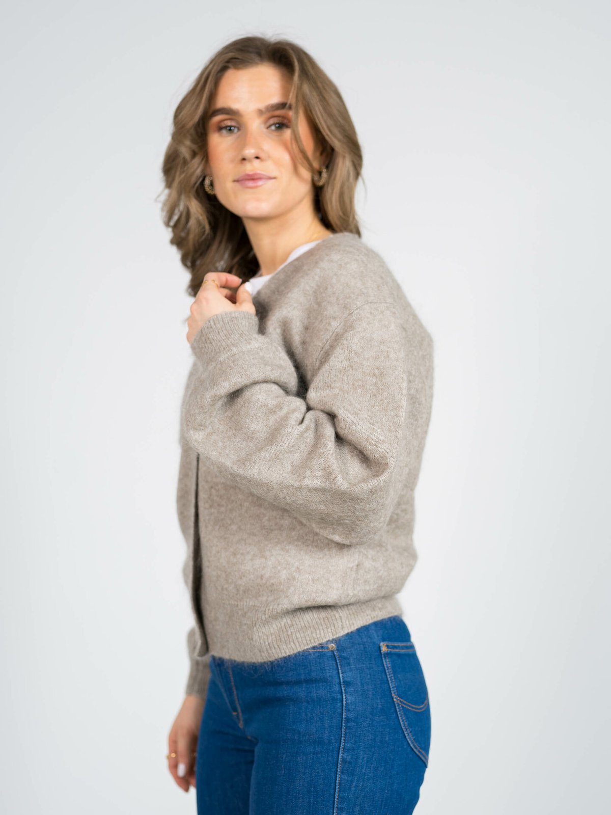 Second Female Brook Knit Drop Shoulder Cardigan Weathered Teak