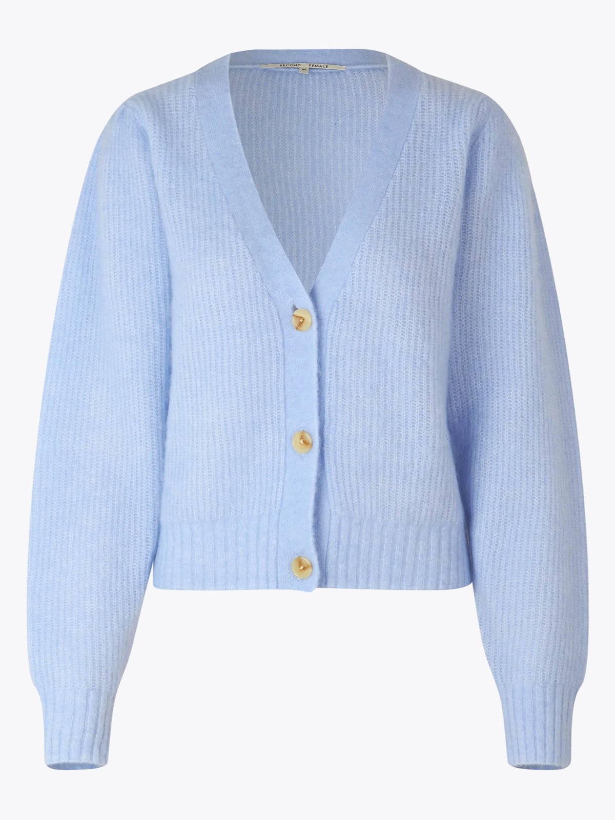 Second Female Brooky Knit New Puff Cardigan Brunnera Blue