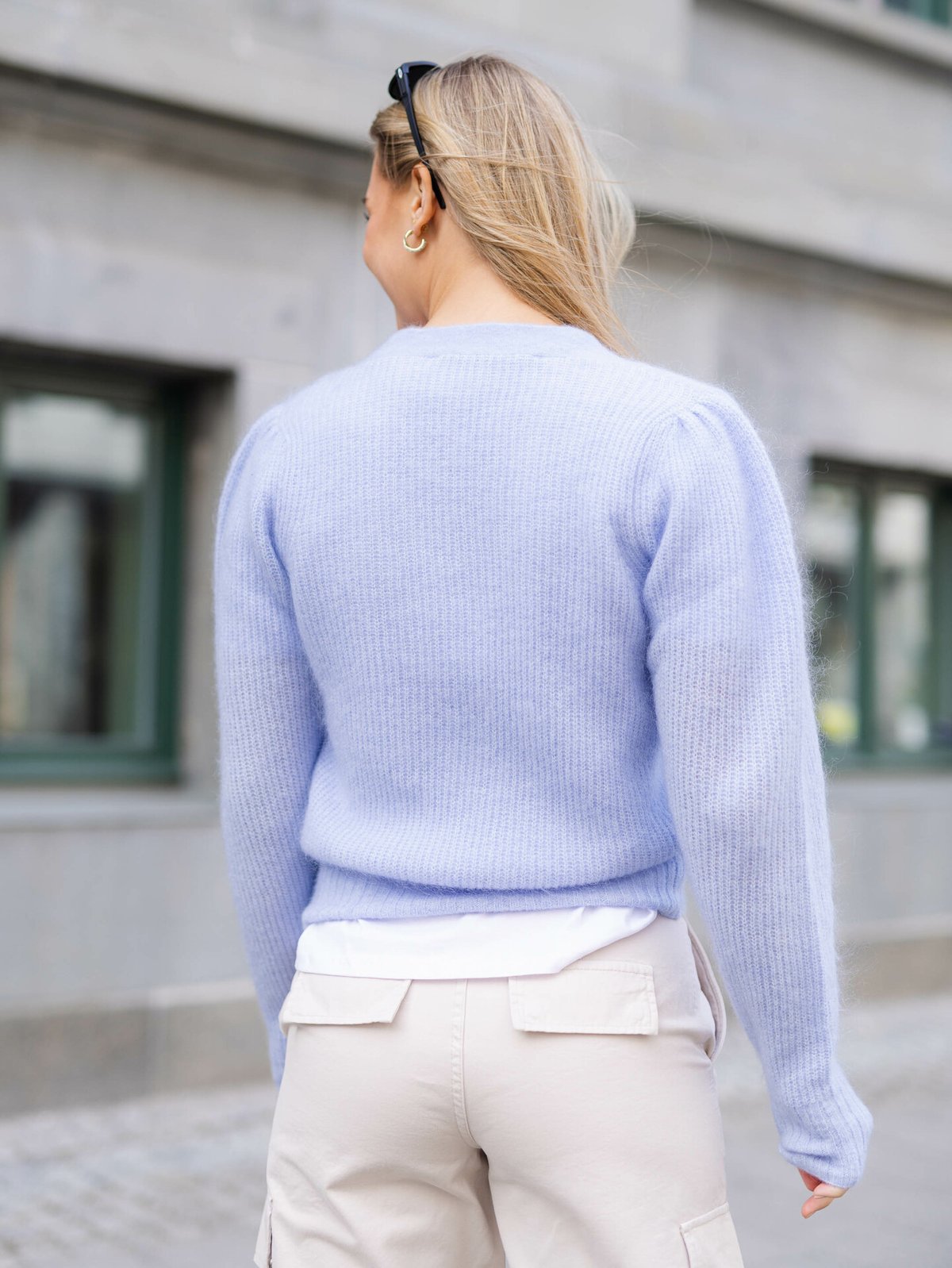 Second Female Brooky Knit New Puff Cardigan Brunnera Blue