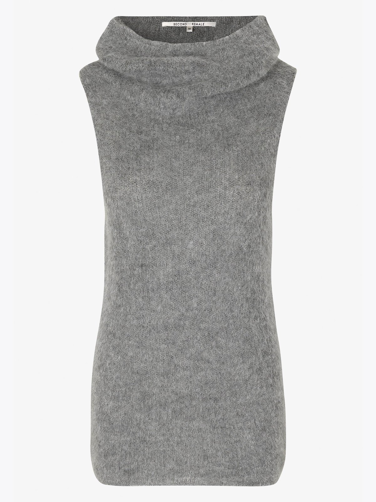 Second Female Kinne Knit Vest Dark Grey Melange