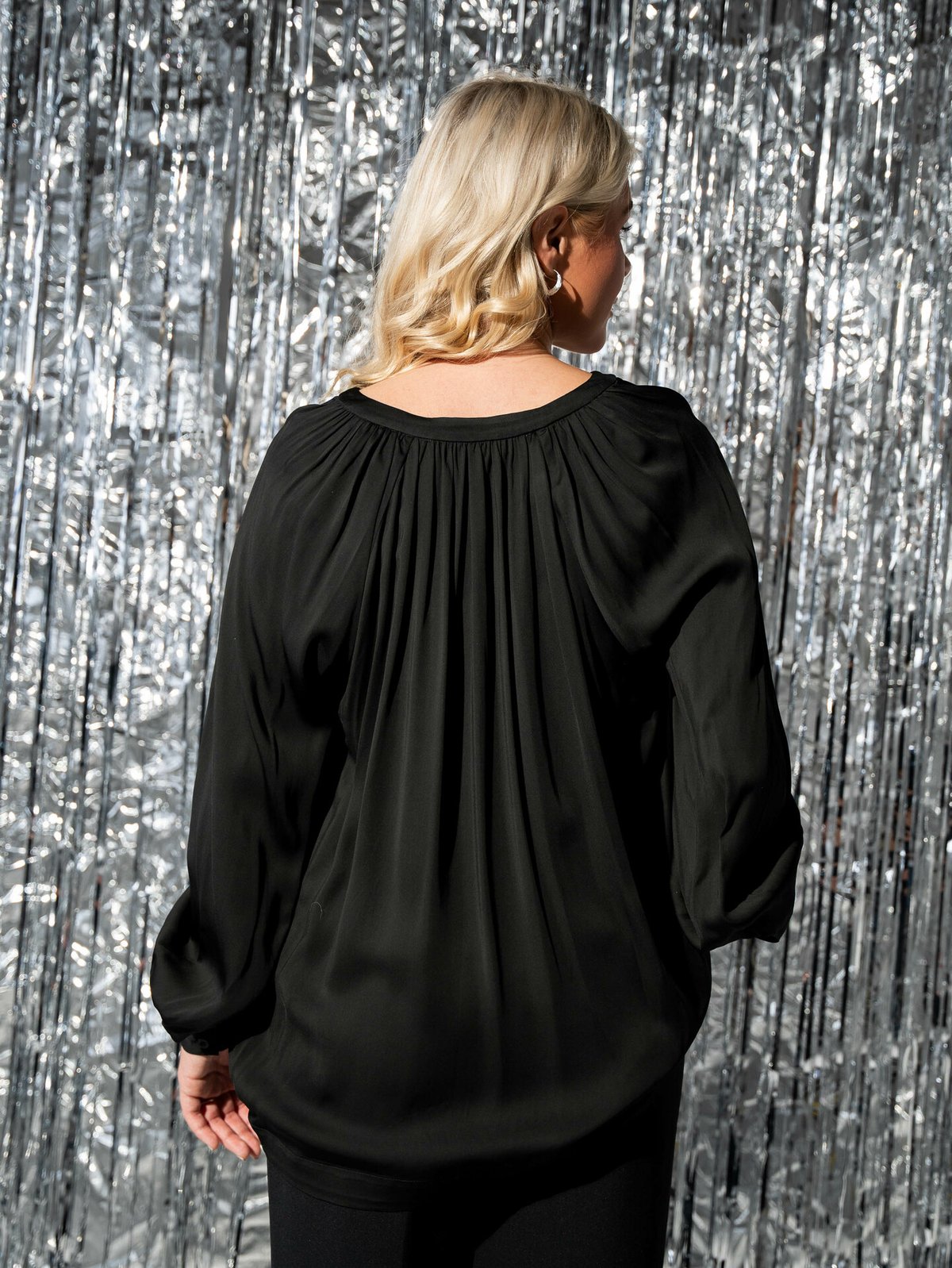 Second Female Drape Tunic Blouse Black