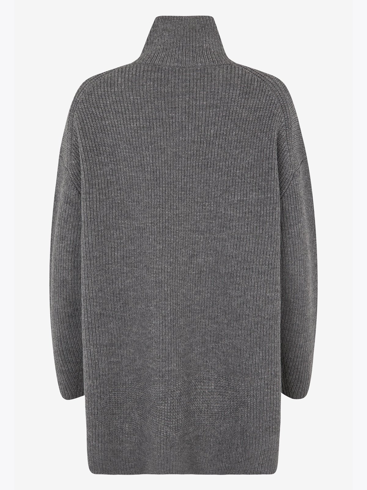 Second Female Yasmil Zipper Knit T-Neck Grey Melange