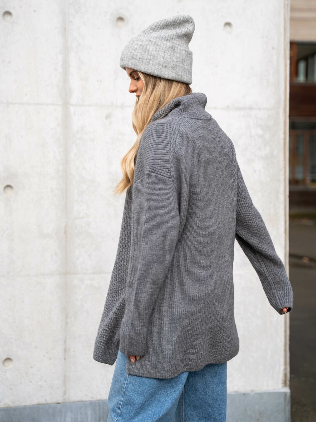 Second Female Yasmil Zipper Knit T-Neck Grey Melange