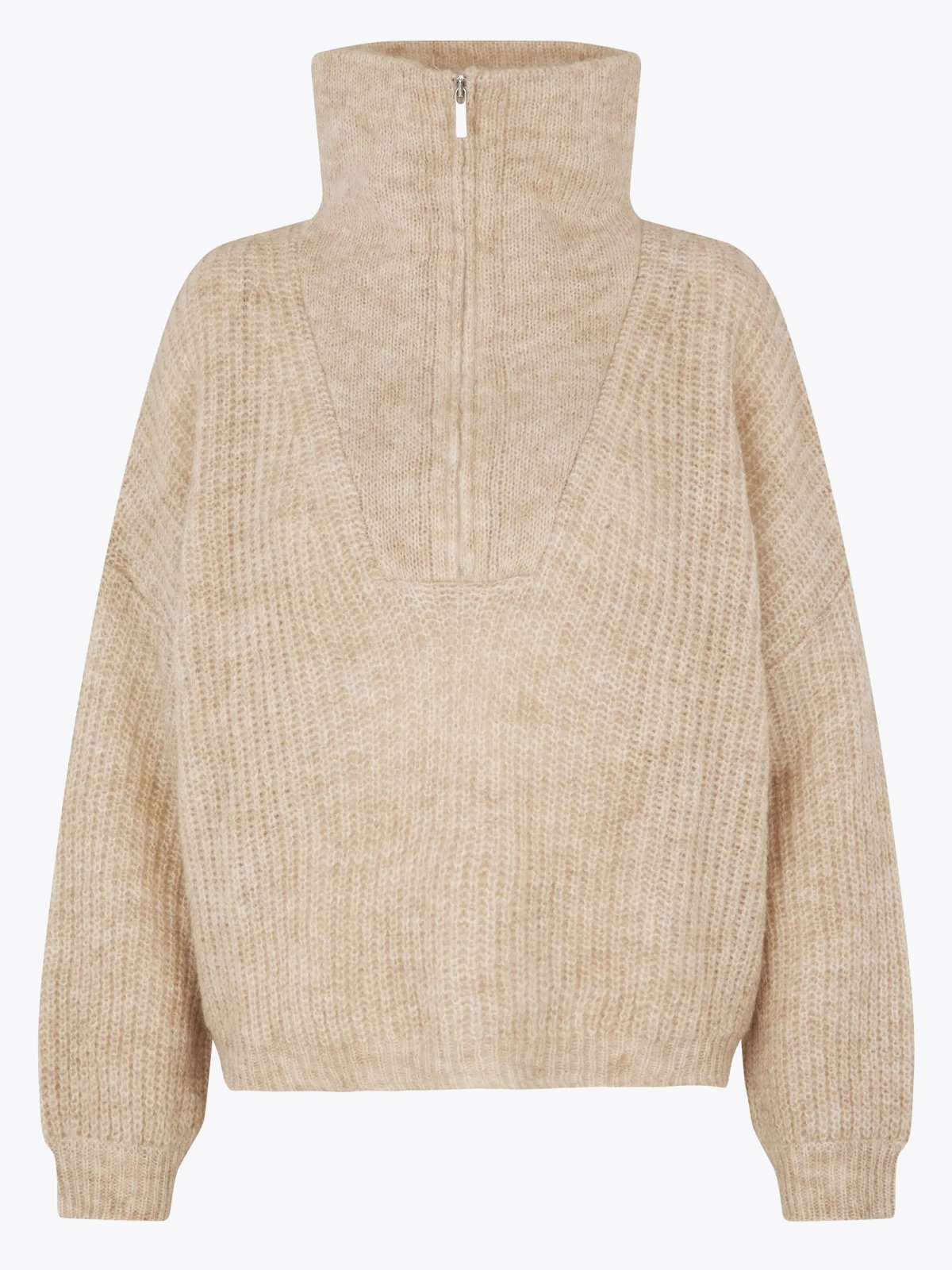 Second Female Lusinda Knit T-Neck Zip Moonbeam