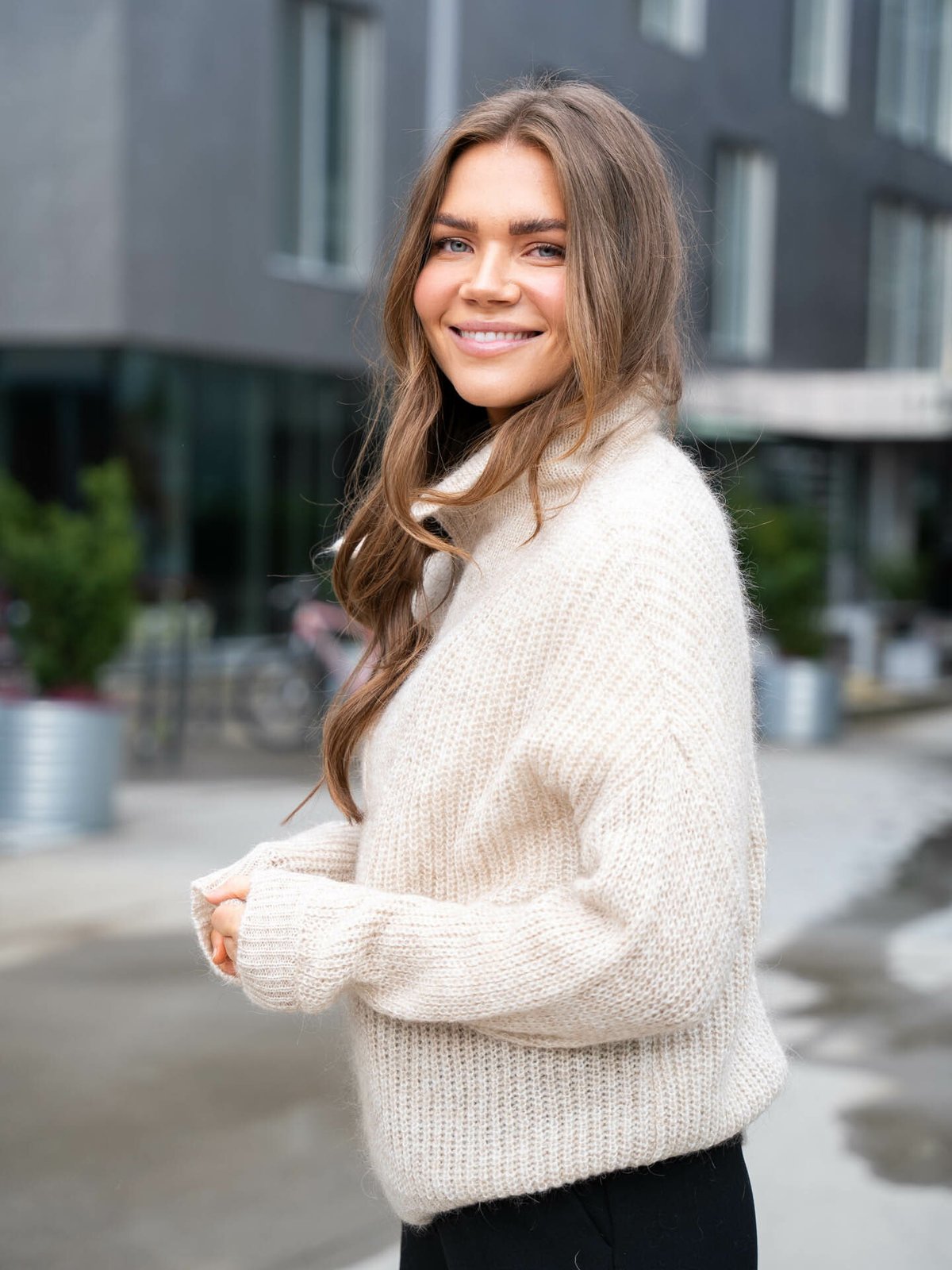 Second Female Lusinda Knit T-Neck Zip Moonbeam