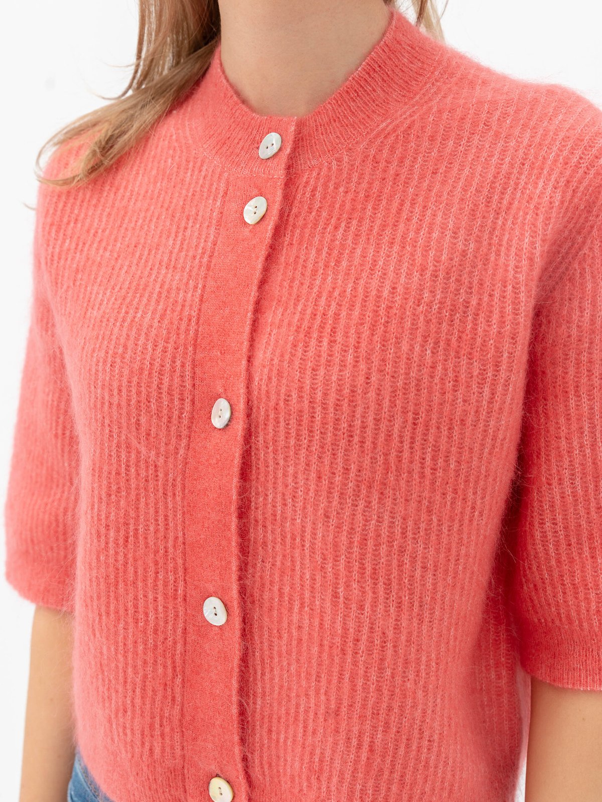 Second Female Andrea Knit Rib Cardigan Spiced Coral