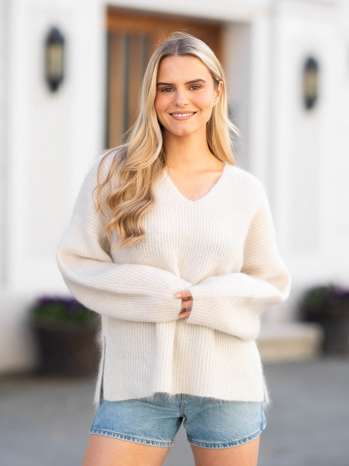 Second Female Andrea Knit V-Neck Pumice Stone