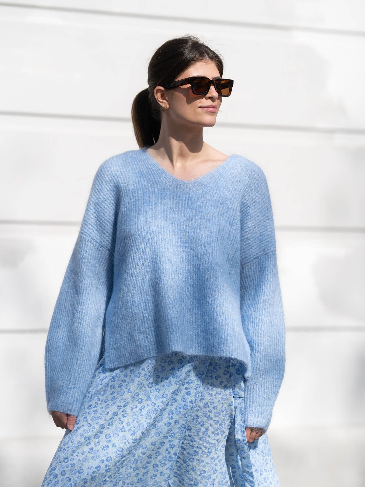 Second Female Andrea Knit V-Neck Ice Water